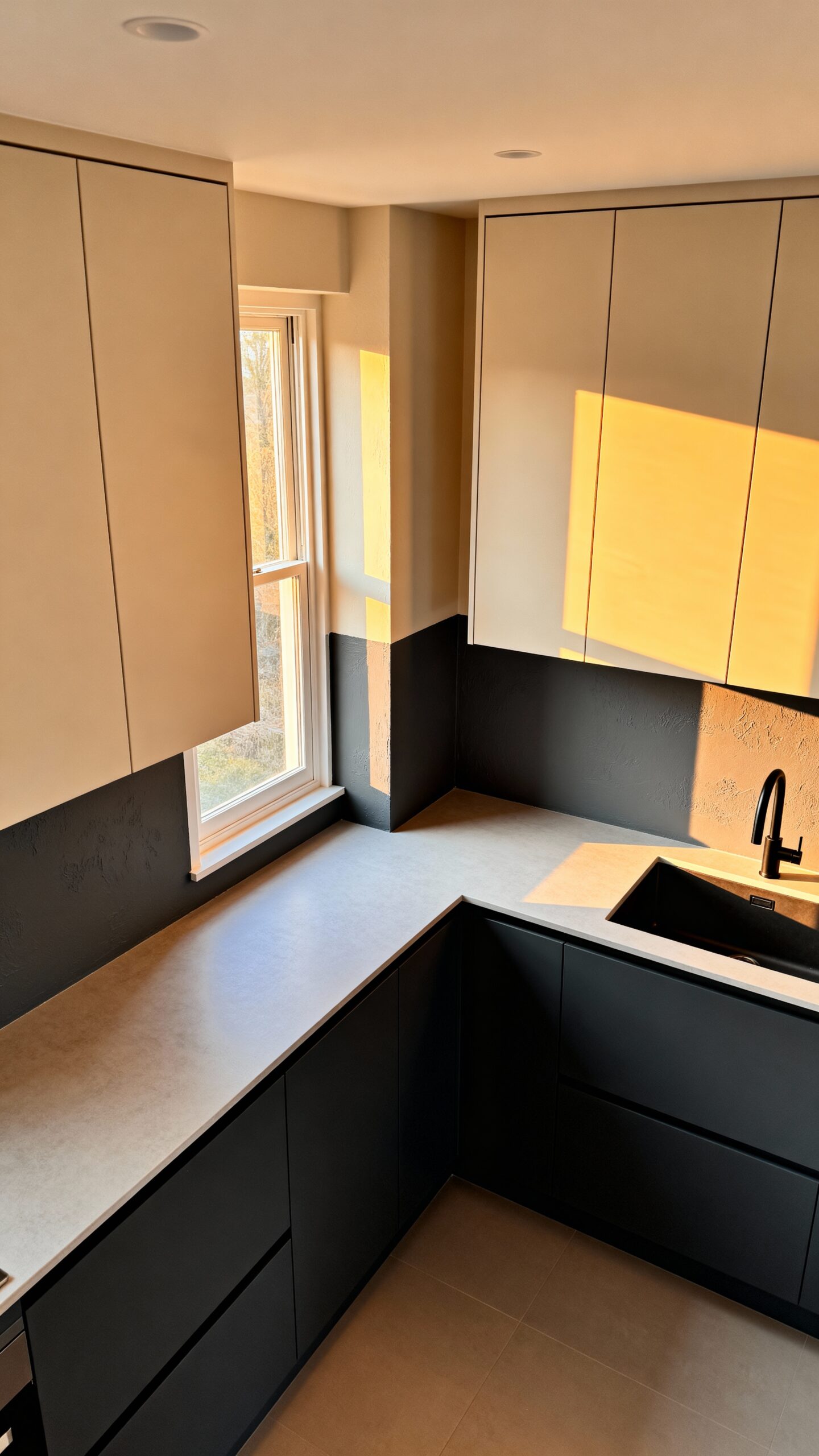 vertical color blocking enhances ceiling height