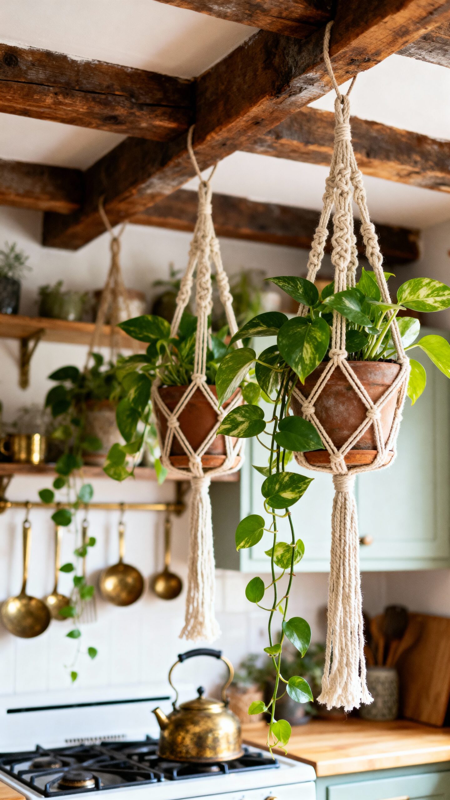 vertical greenery boosts small kitchens
