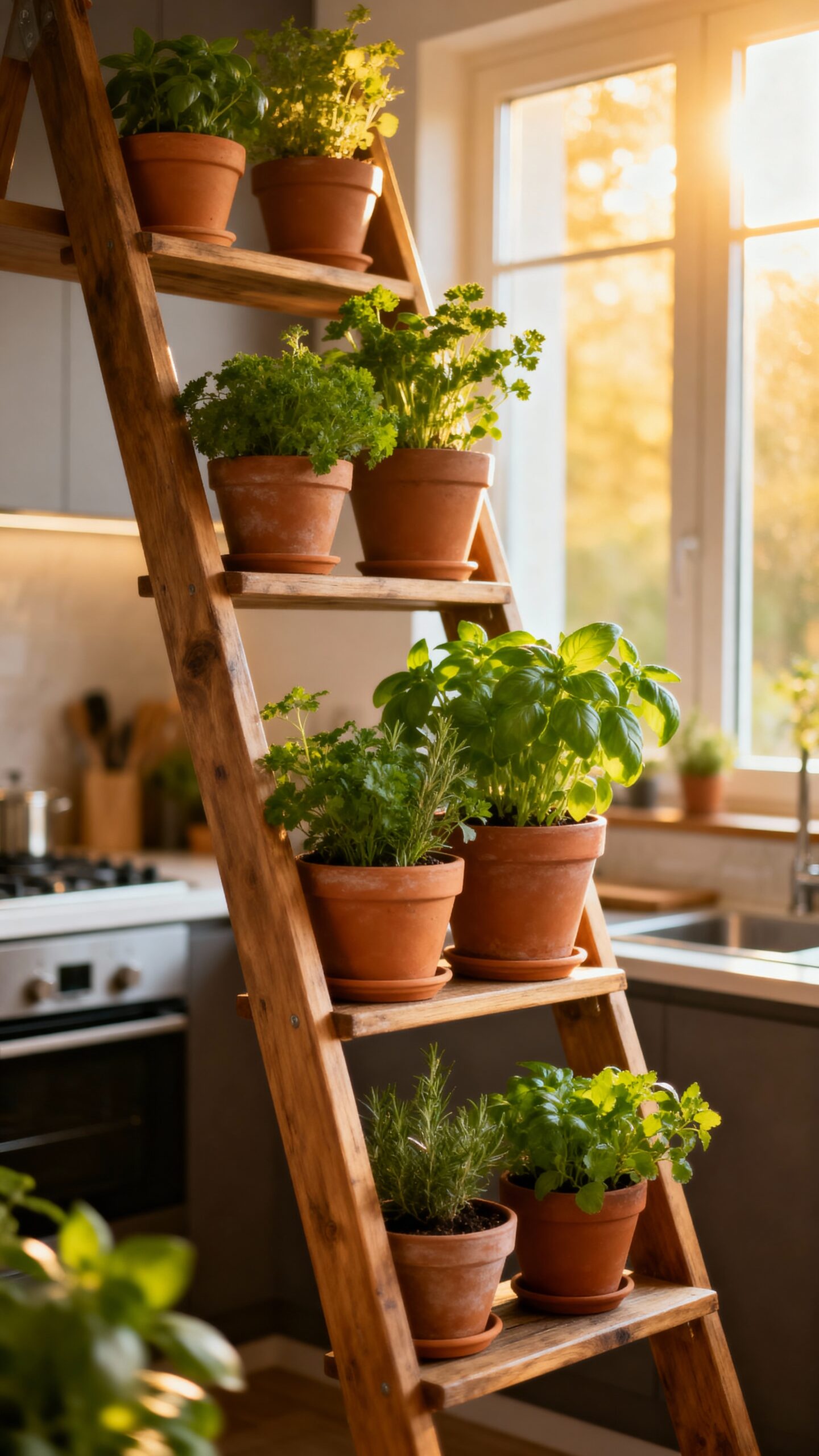 vertical herb garden display shelving