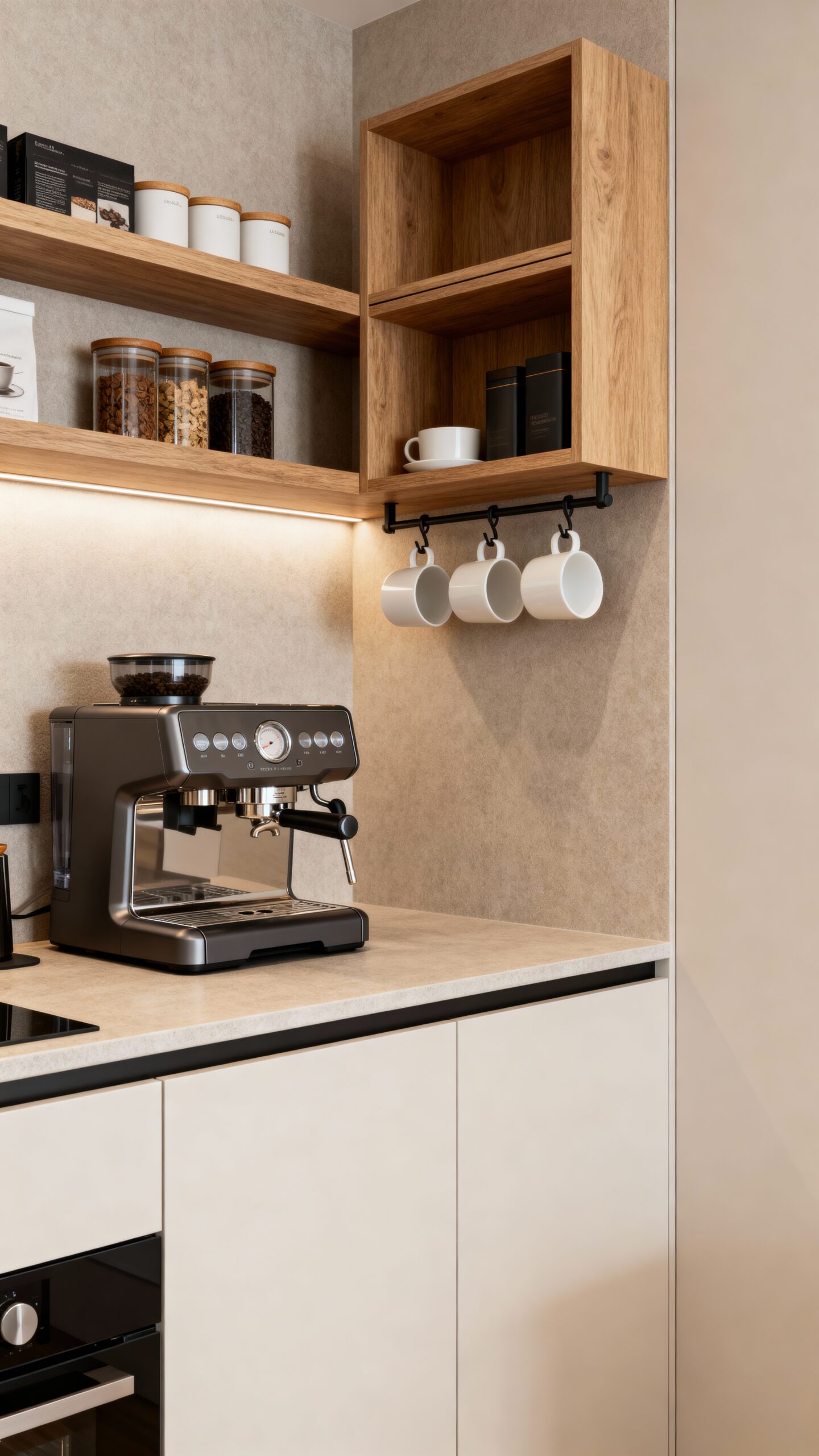 vertical space organized coffee station