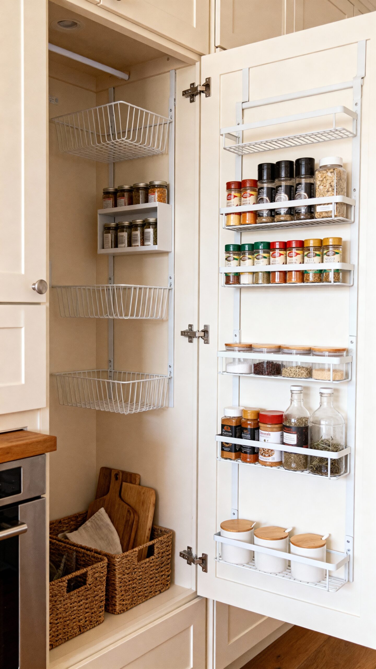vertical storage cabinet door organization