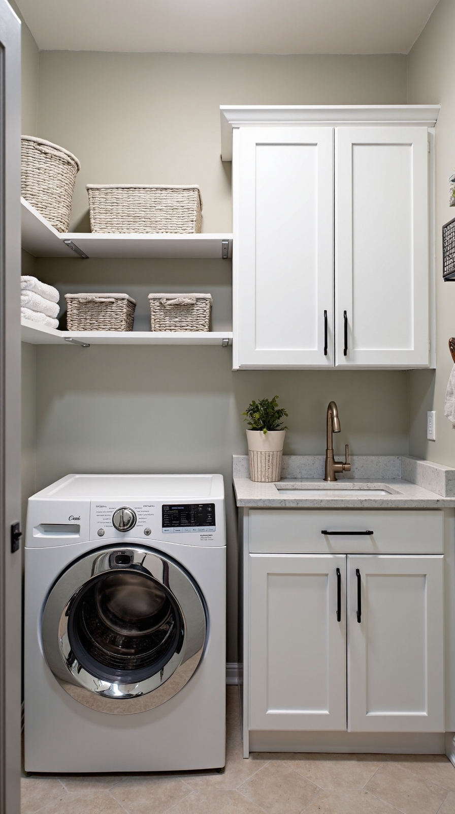 vertical storage maximizes laundry organization
