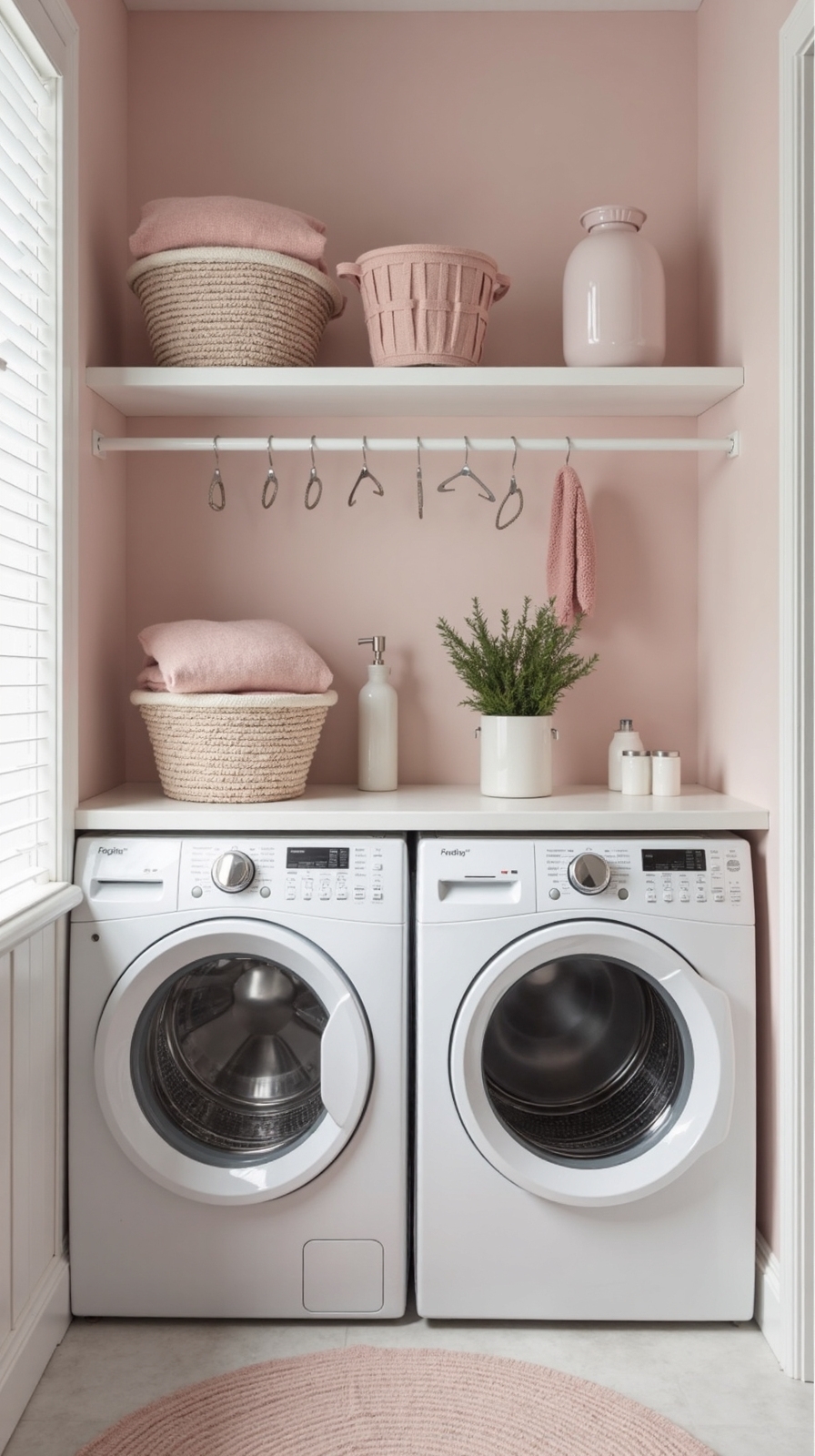 vertical storage maximizes laundry room space