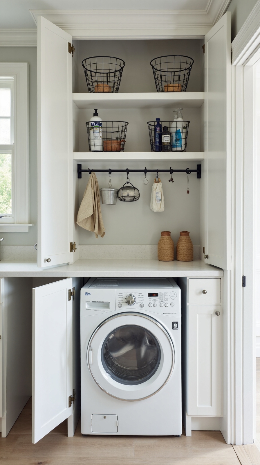vertical storage solution for laundry room