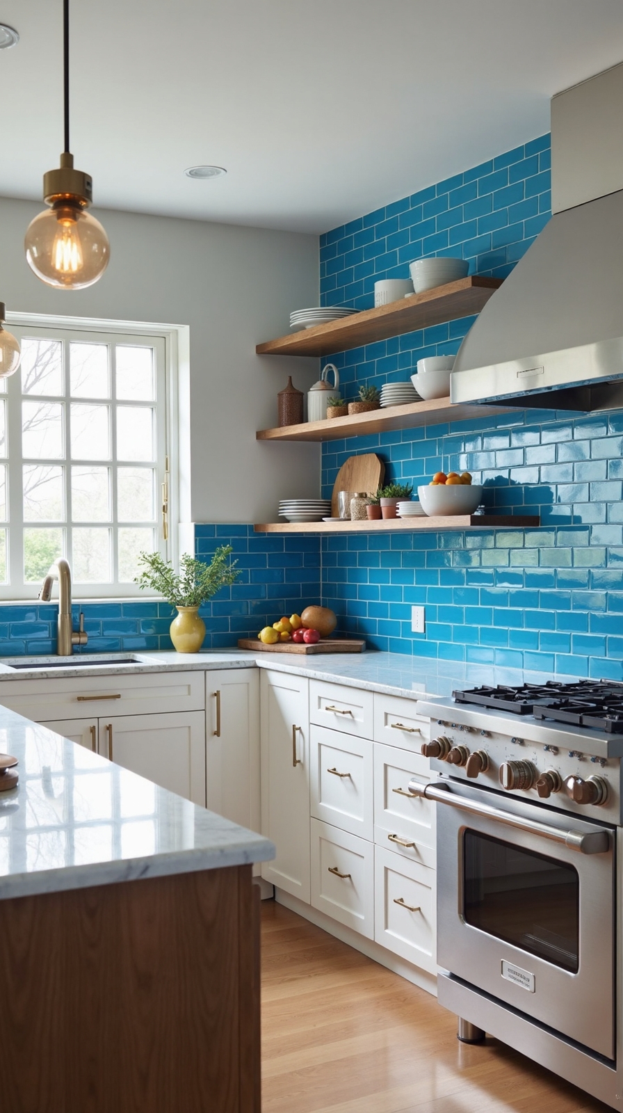 vibrant blue kitchen backsplash ideas