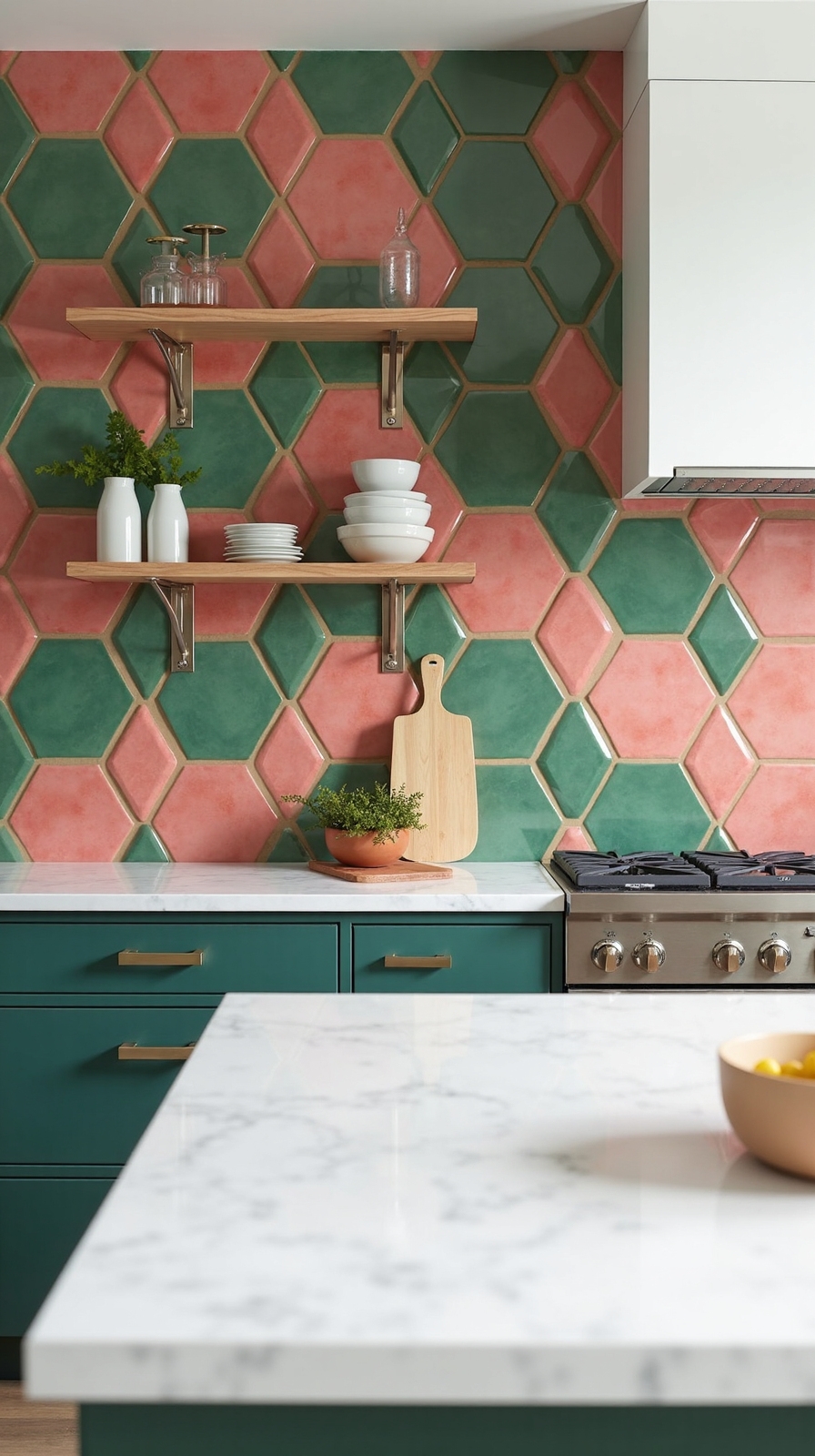 vibrant geometric statement making backsplash patterns