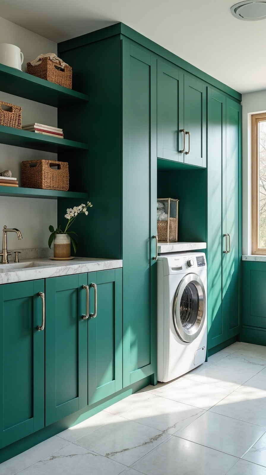 vibrant minimalist laundry room cabinets