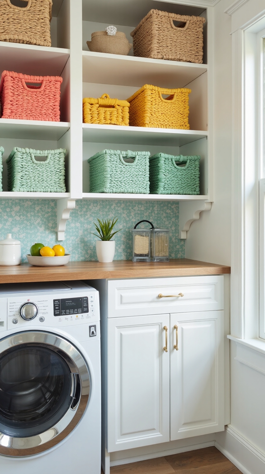 vibrant organized functional stylish laundry room