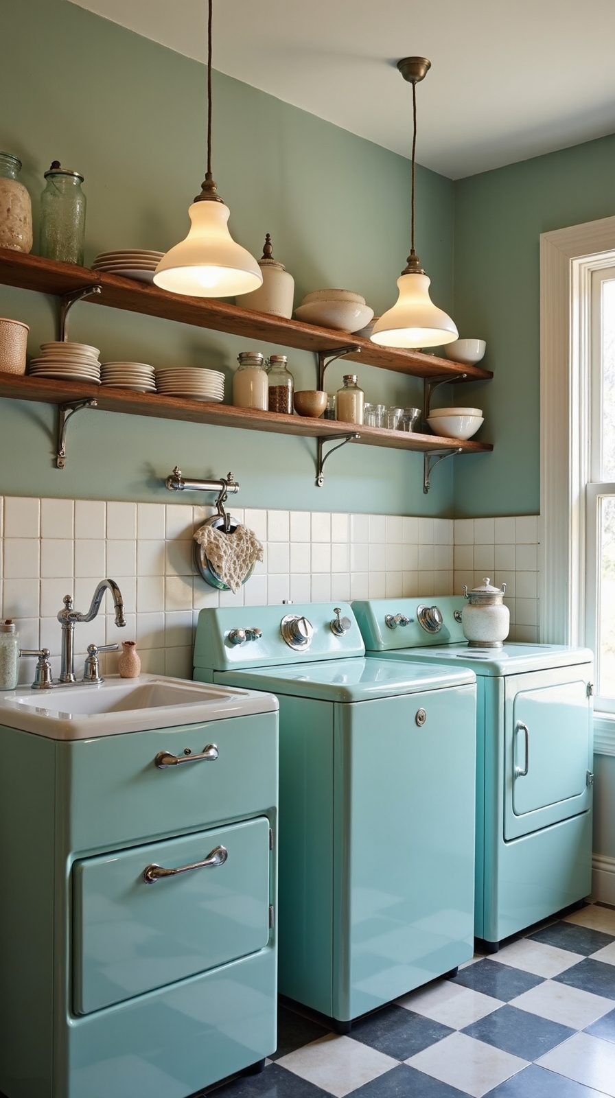 vintage charm functional laundry decor