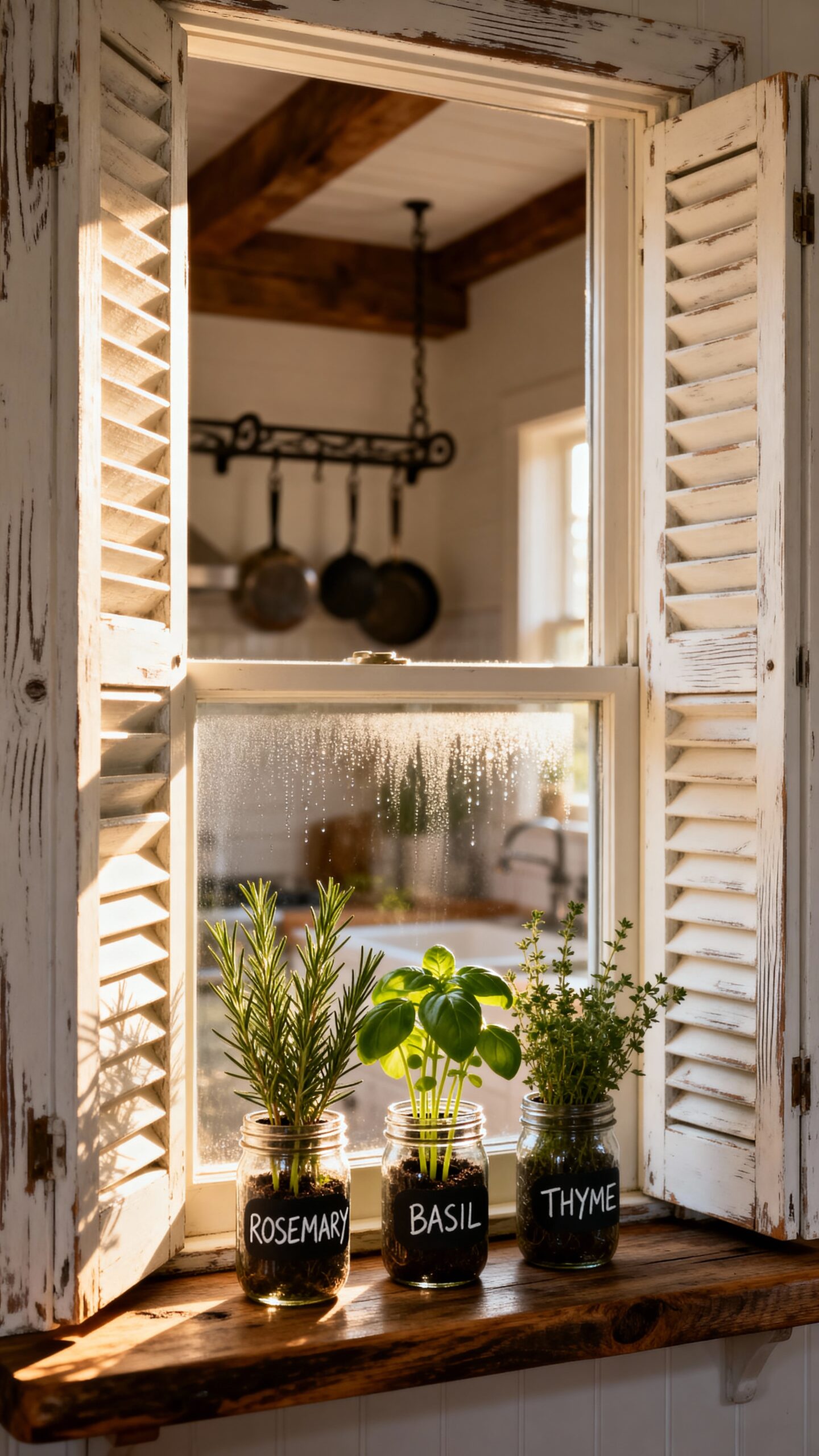 vintage farmhouse kitchen window decor