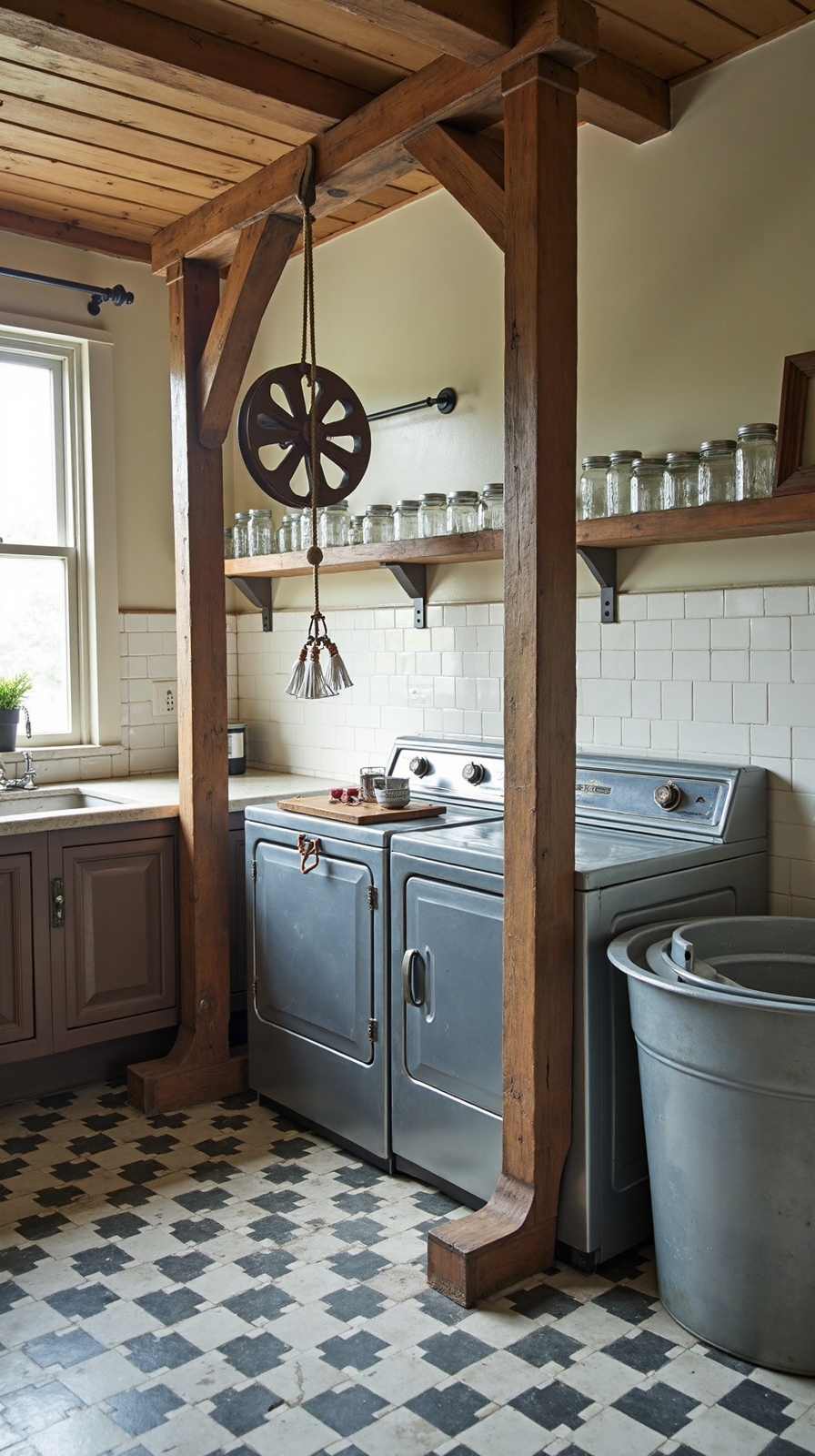 vintage indoor laundry pulley system