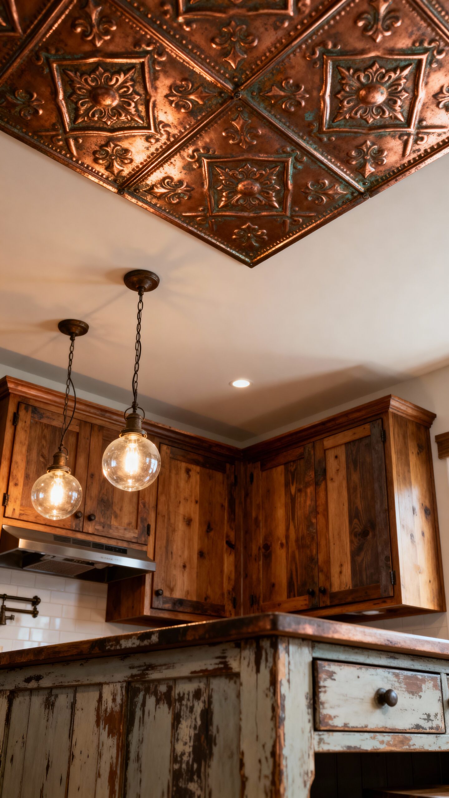 vintage industrial farmhouse ceiling charm