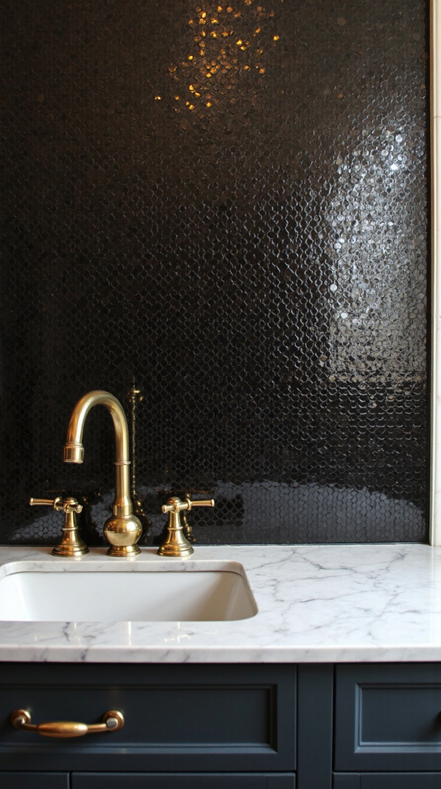 vintage inspired charming black penny tiles