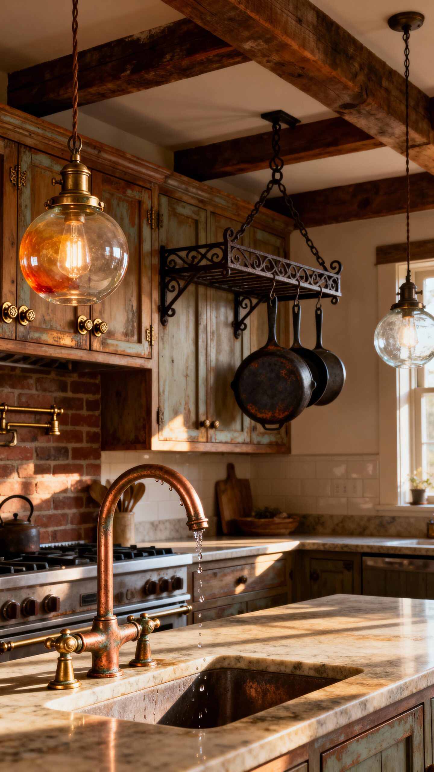vintage inspired hardware enhances rustic kitchen charm