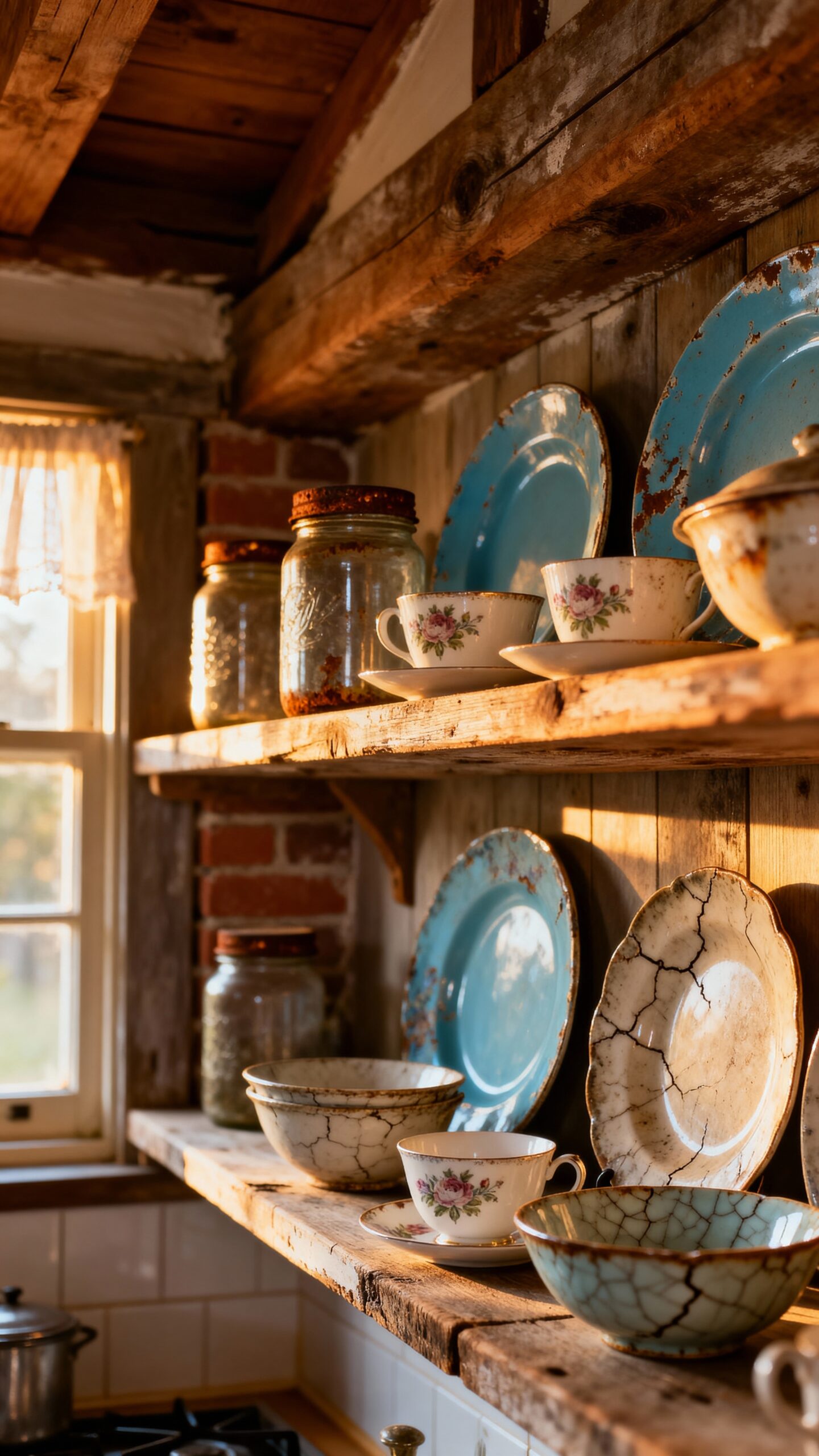 vintage mismatched eclectic charming dishware displays