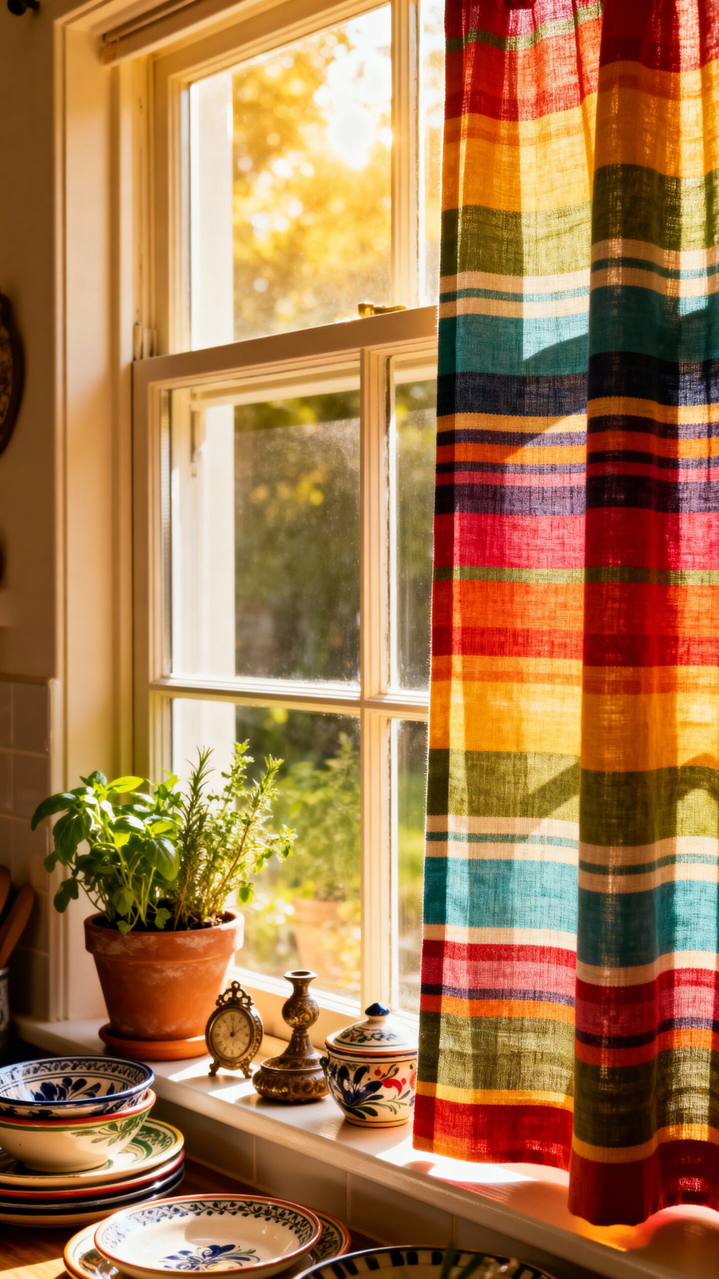 visually captivating eclectic kitchen curtains