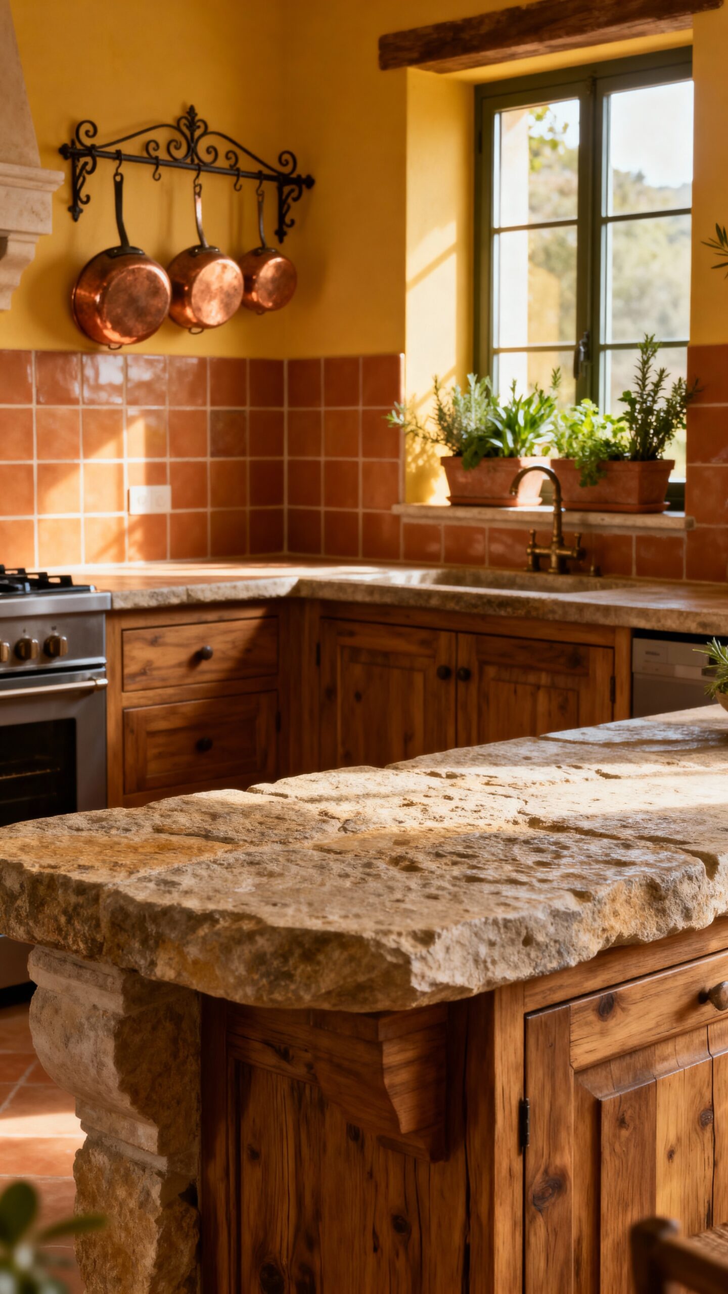 warm earthy mediterranean kitchen ambiance