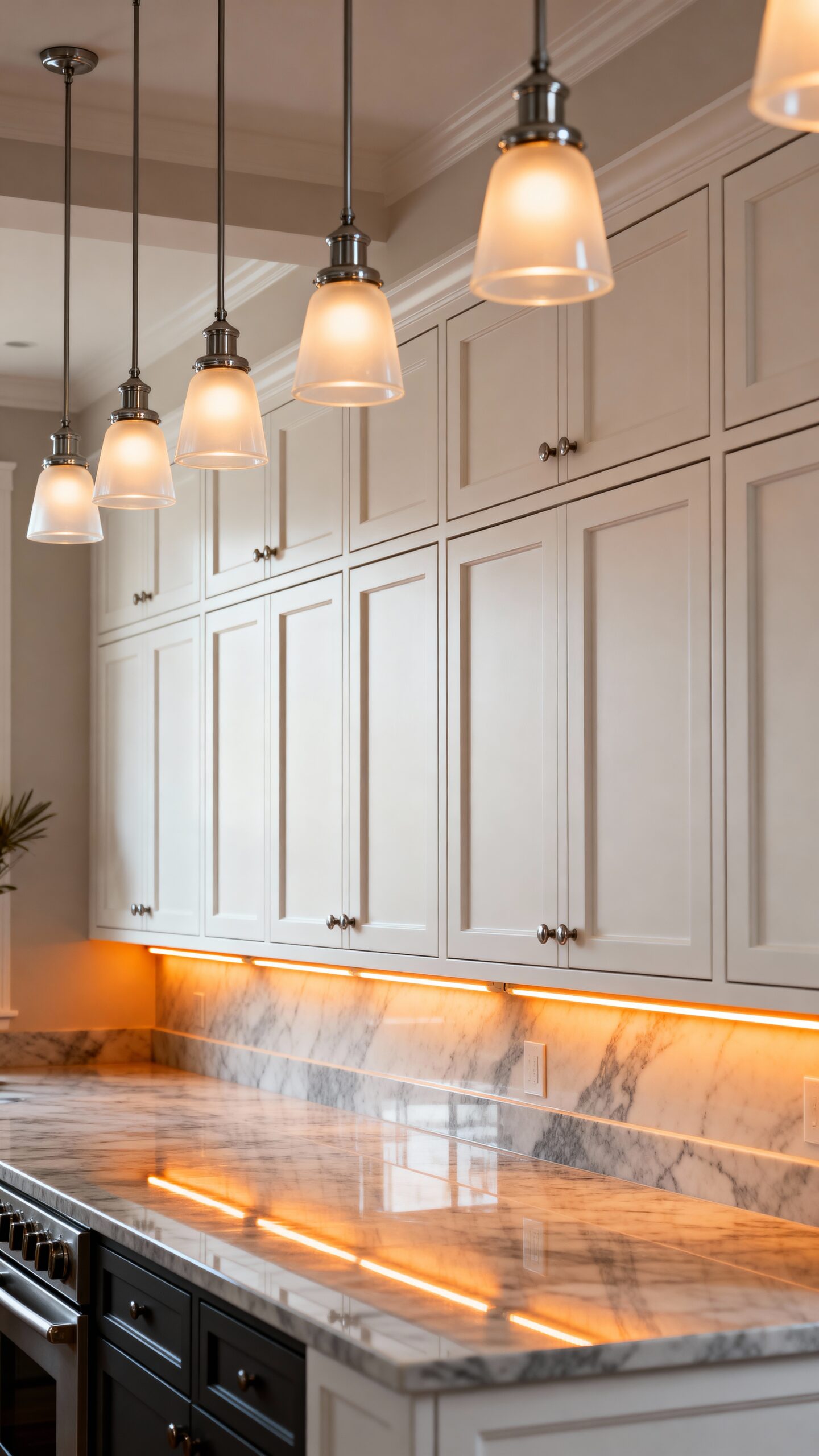 warm functional kitchen under cabinet lighting