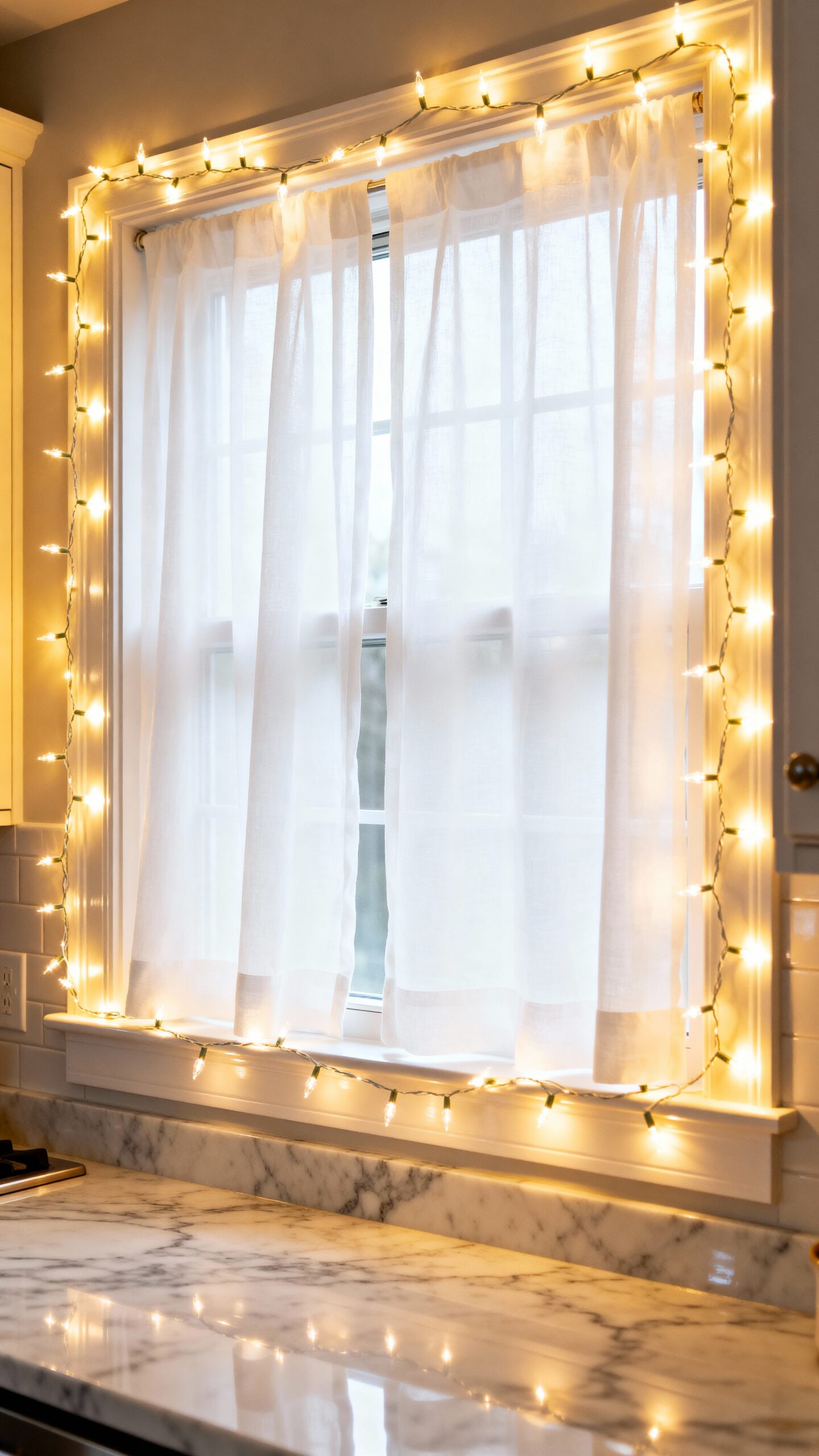 warm inviting ambient kitchen window lighting