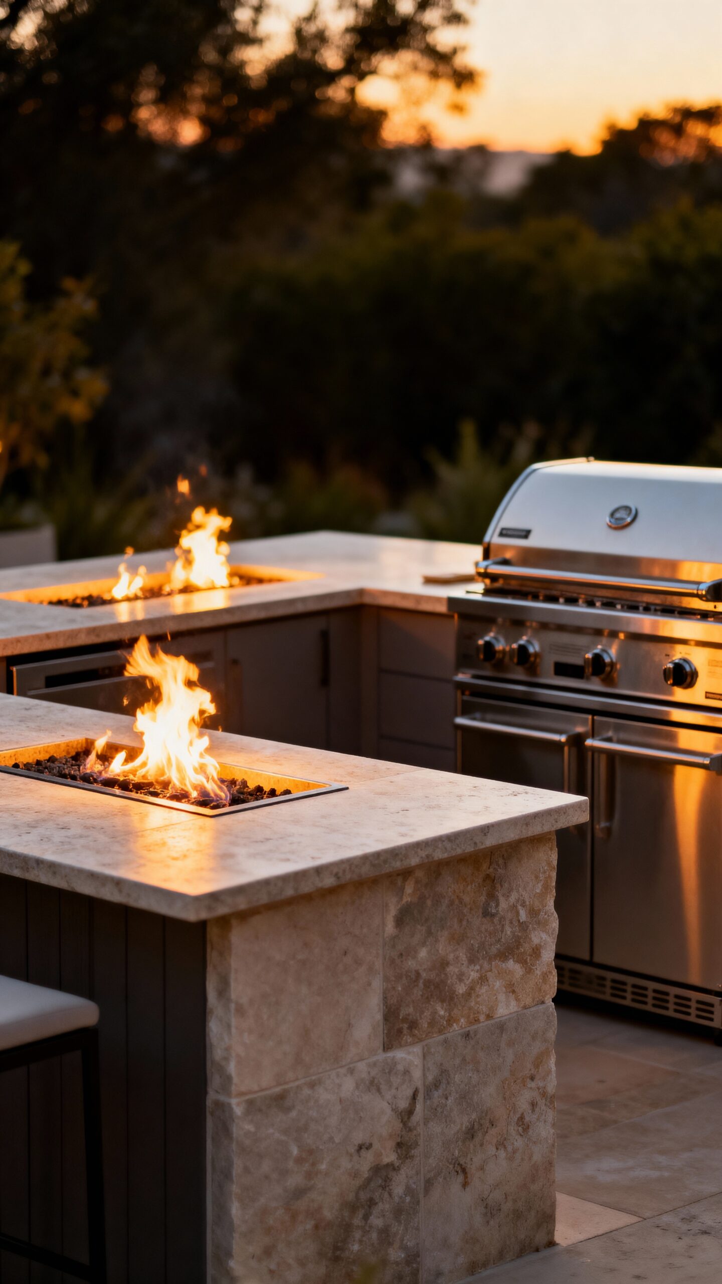warm inviting entertaining outdoor kitchen bar