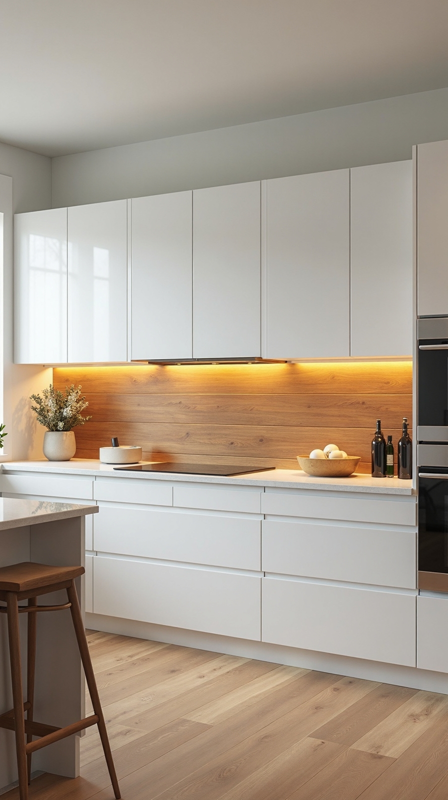 warm natural inviting kitchen backsplash