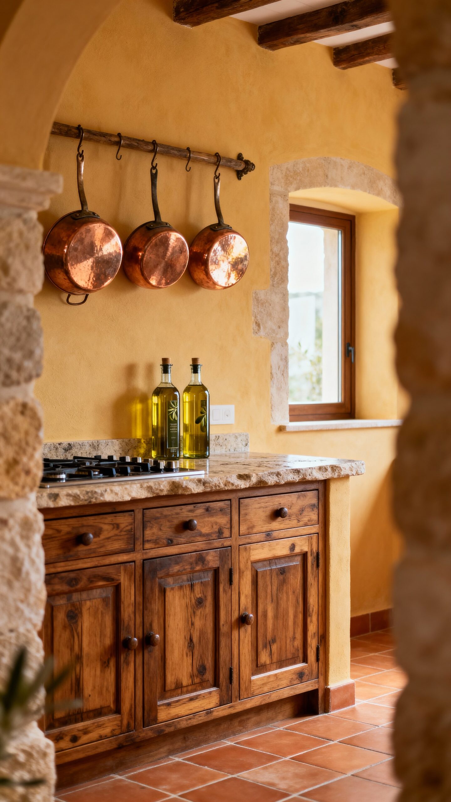 warm rustic mediterranean kitchen design