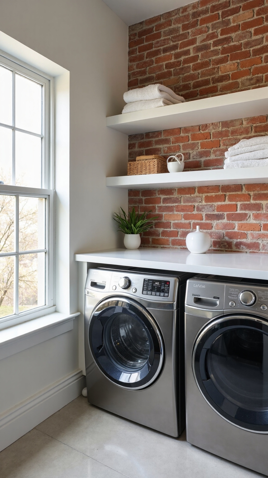 warm textural laundry room character