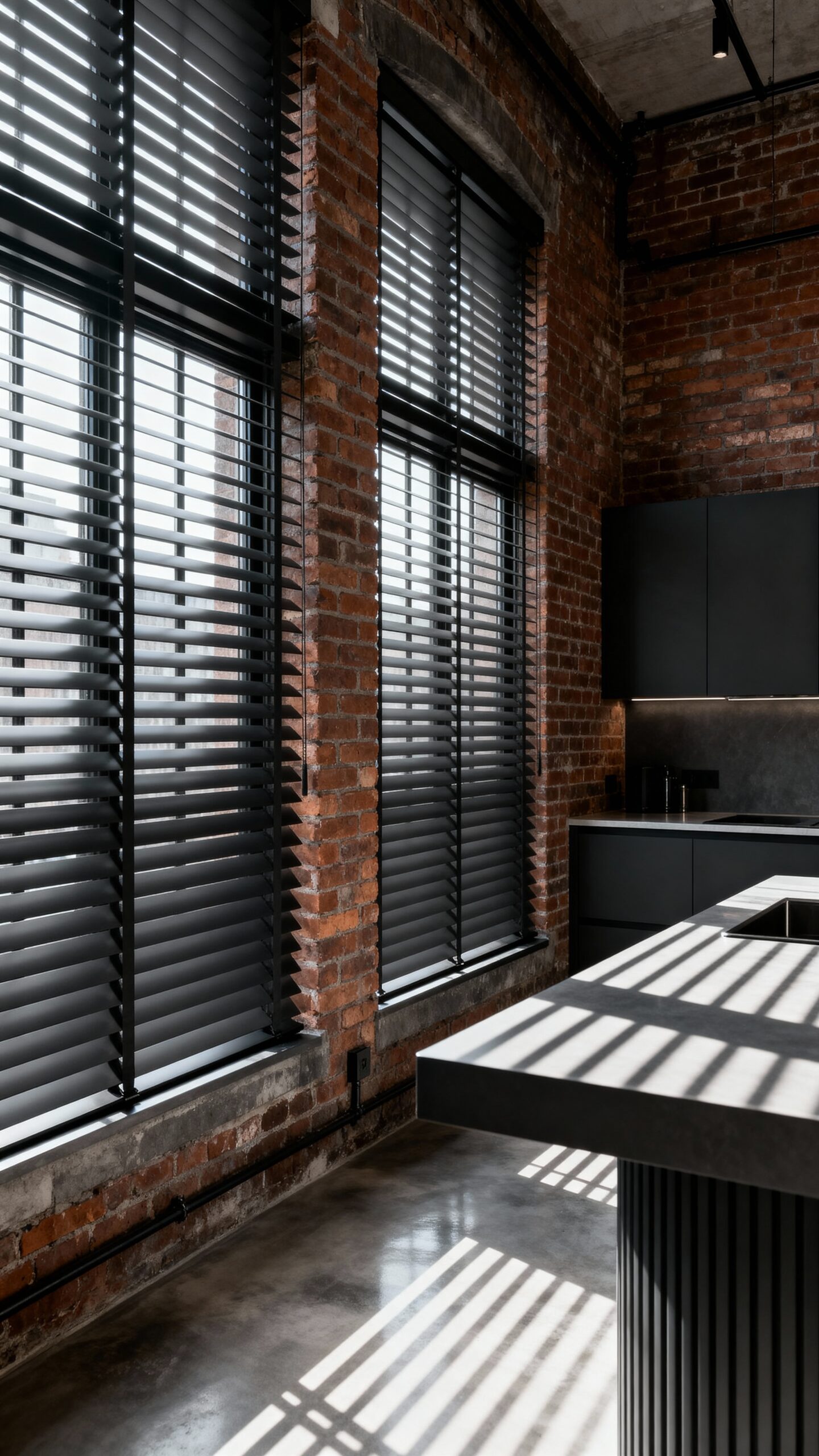 weathered industrial kitchen window treatments