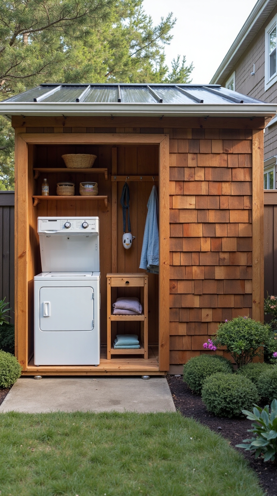 weatherproof versatile functional laundry shed