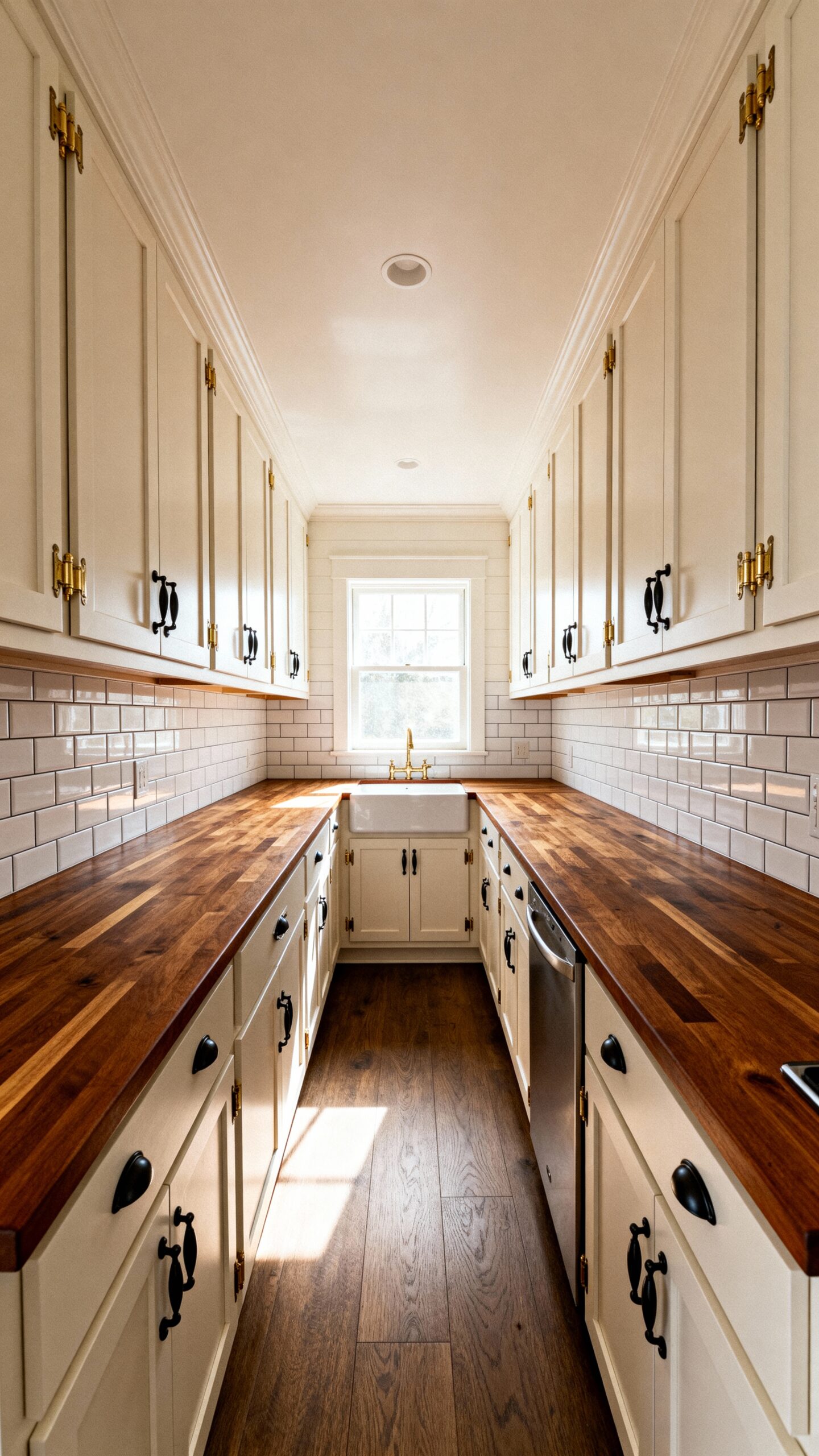 welcoming farmhouse galley kitchen charm