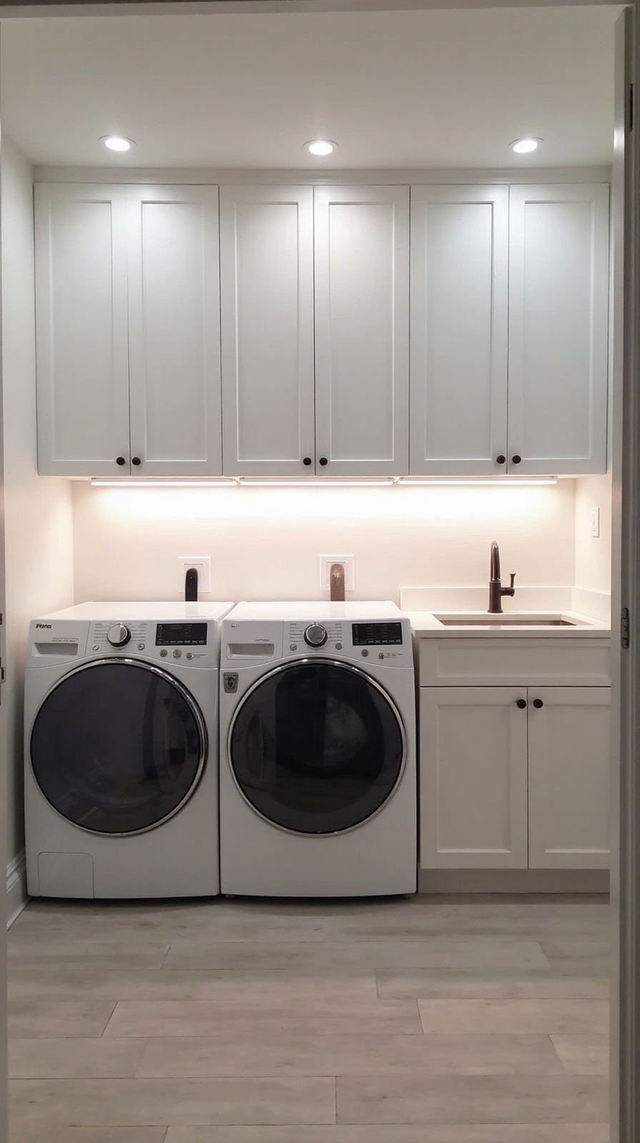 well lit functional laundry space