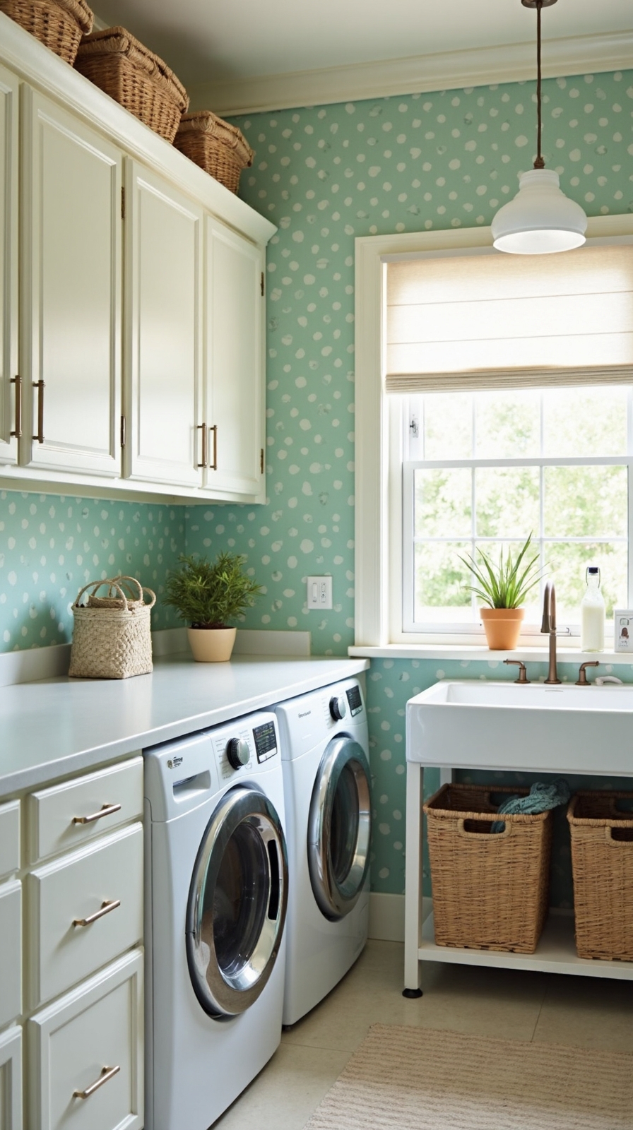 whimsical polka dots transform utility rooms