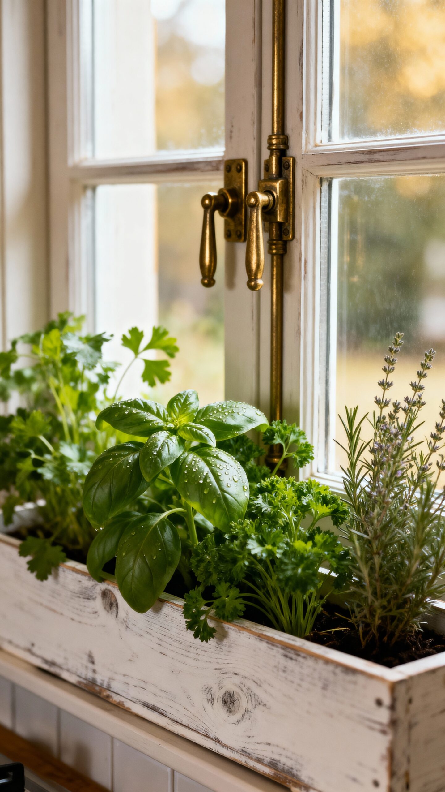 whitewashed wood farmhouse window boxes