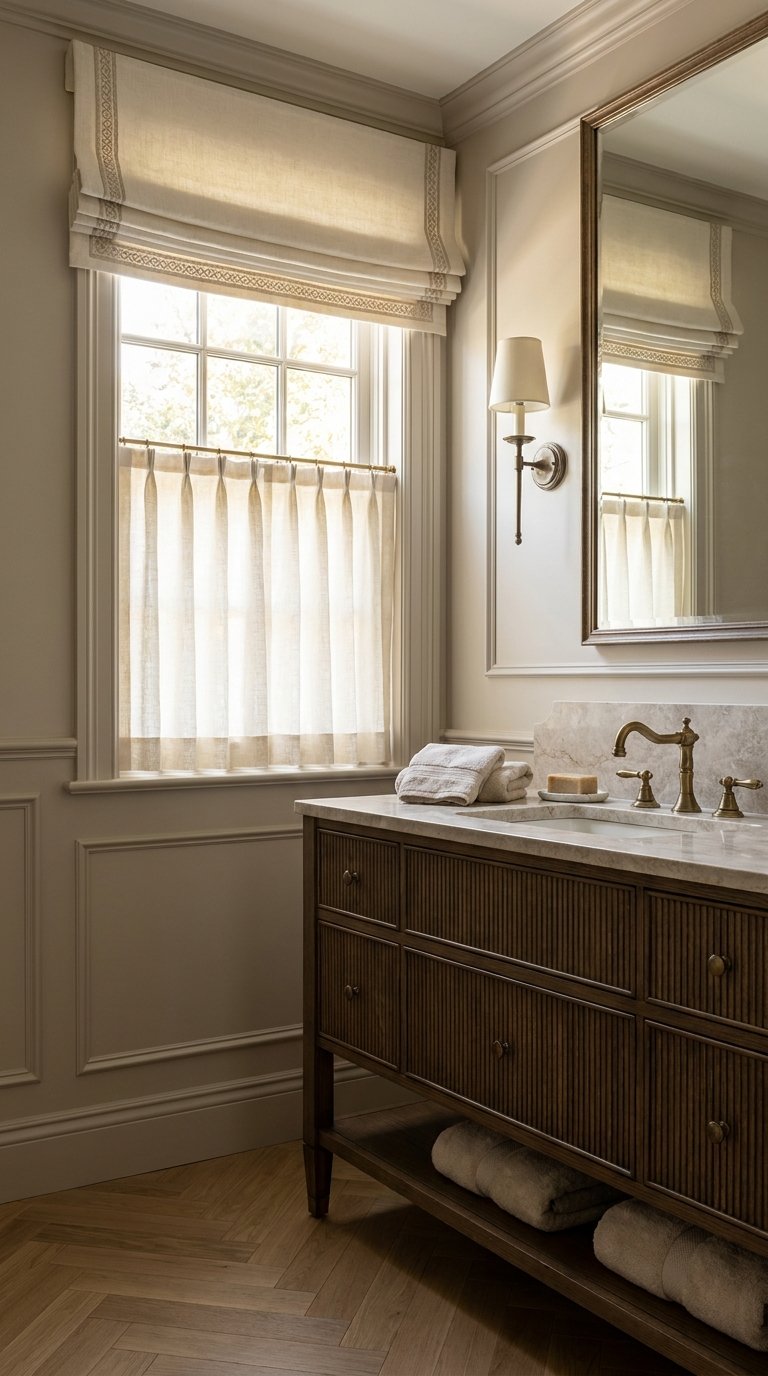 12 Charming Guest Bathroom Curtain Ideas That Frame Your Space Beautifully