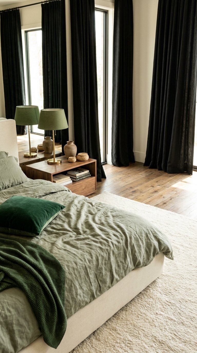 12 Green and Black Bedroom Ideas for a Moody Elegant Style