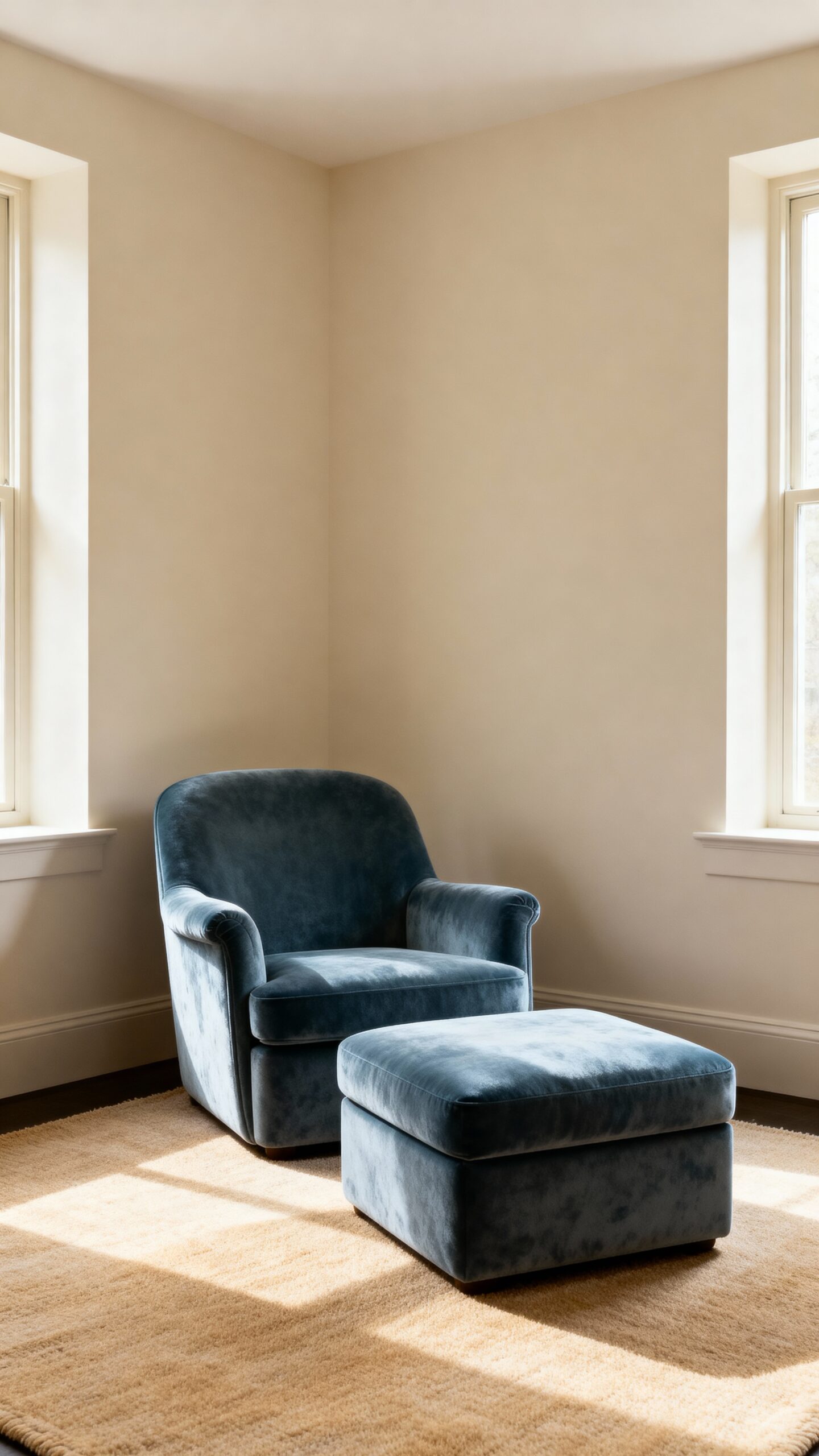 anchor bedroom design with dusty blue