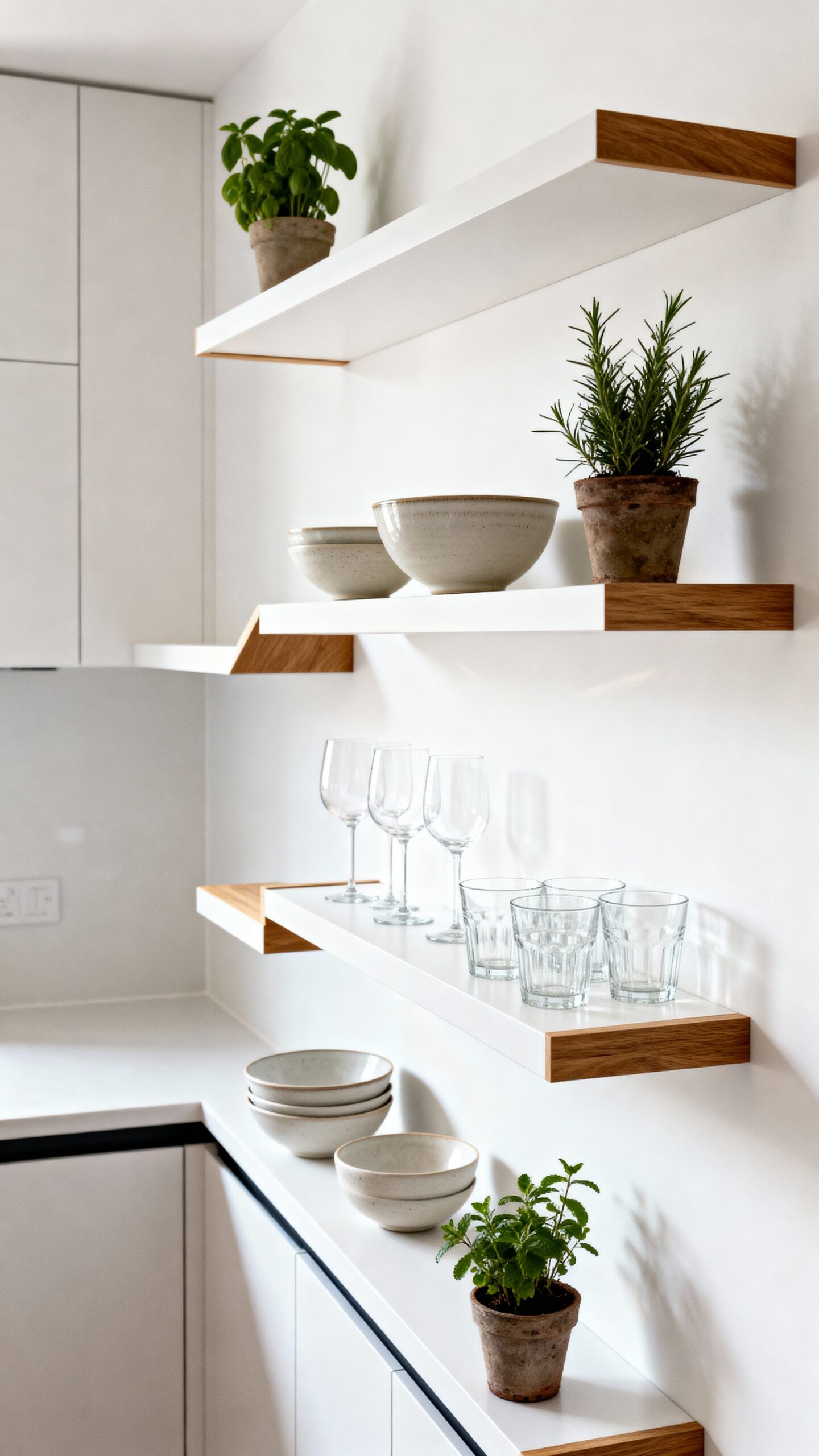 asymmetrical floating shelves modern appeal