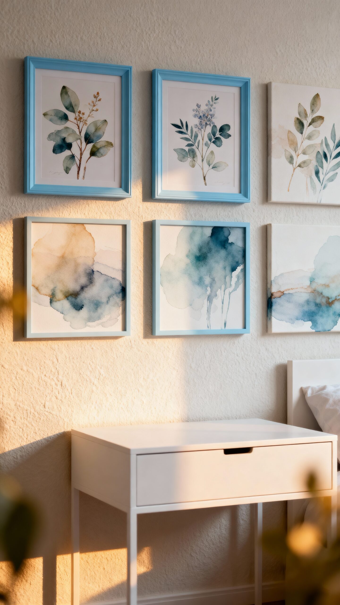 blue toned calming bedroom decor