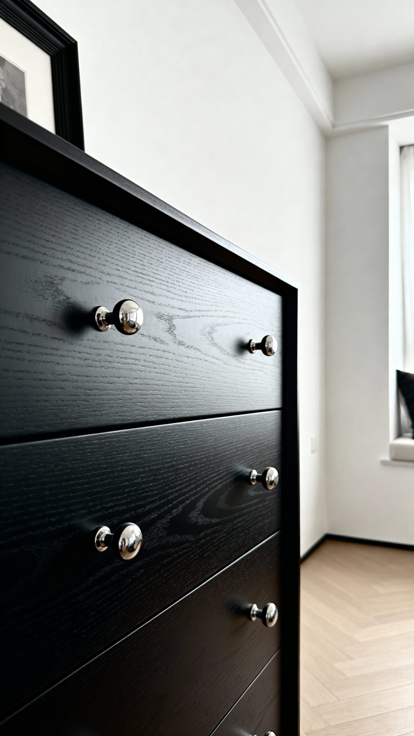 bold black furniture with silver accents