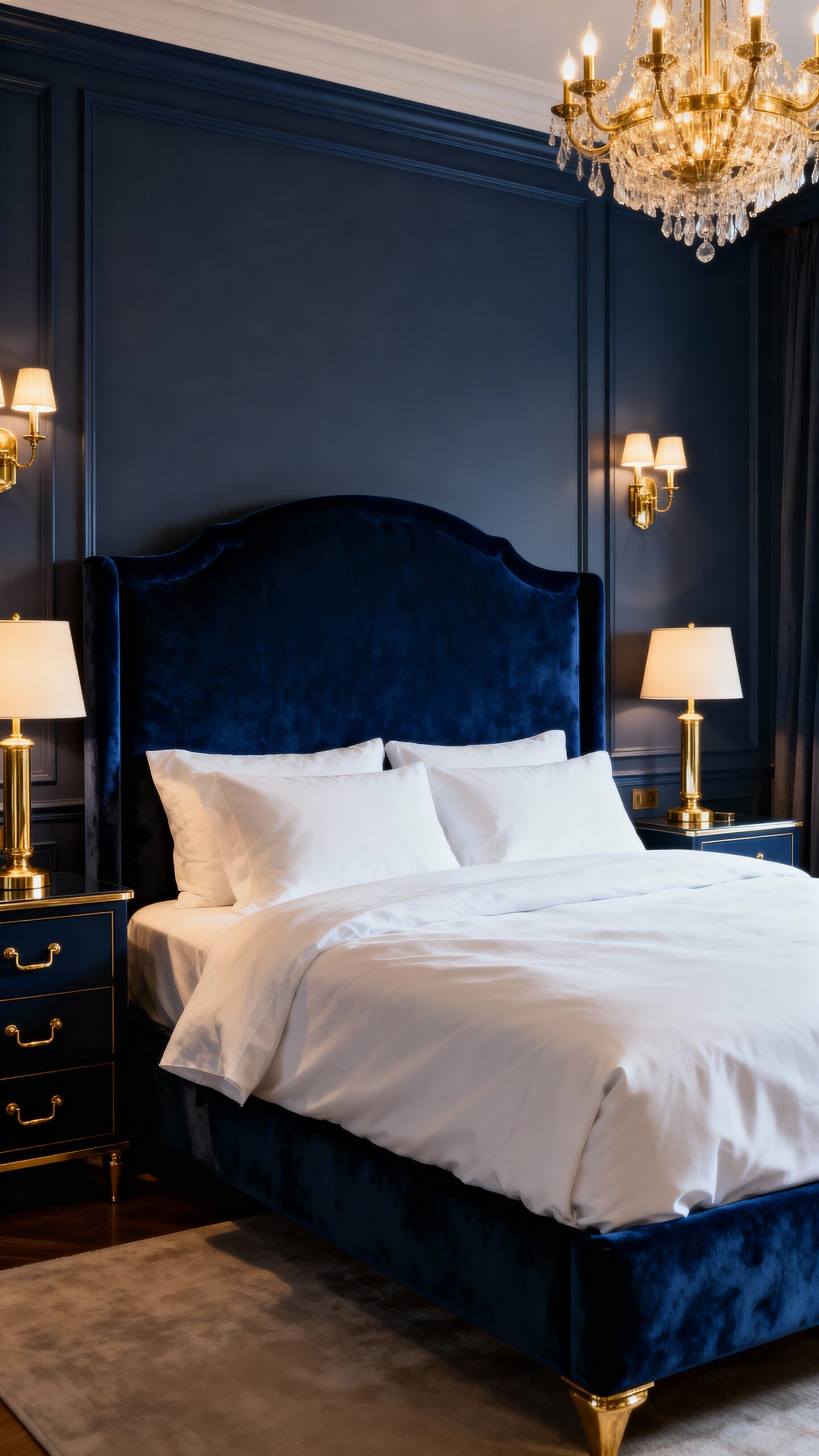bold navy blue bedrooms
