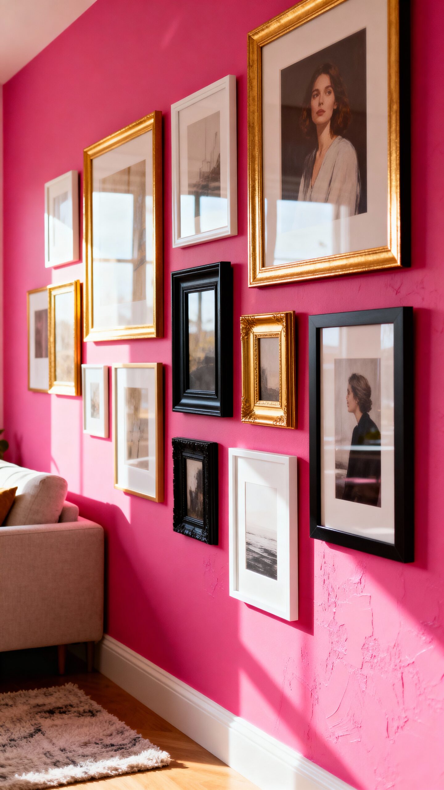 bold pink gallery wall