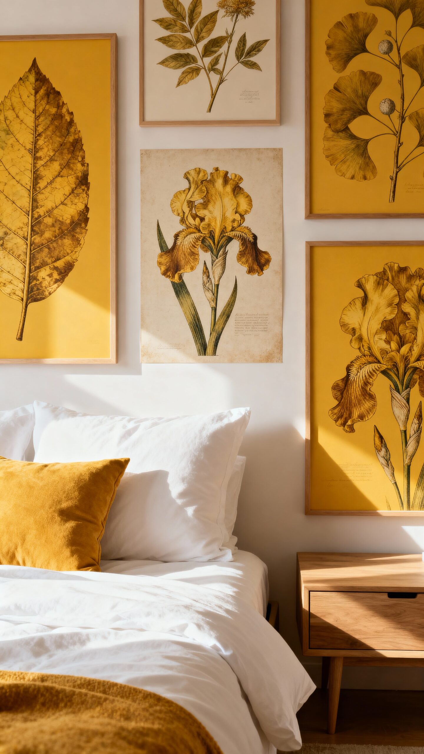 botanical art introduces mustard yellow elegance