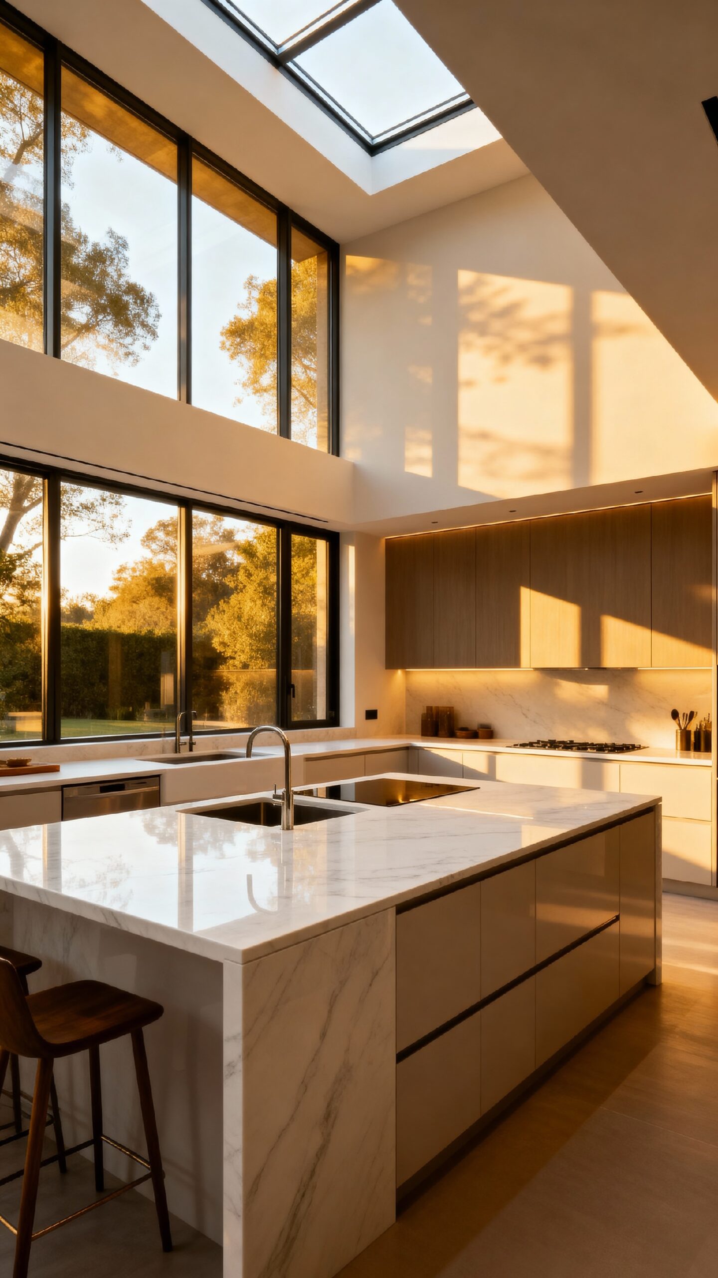 bright airy open kitchen lighting