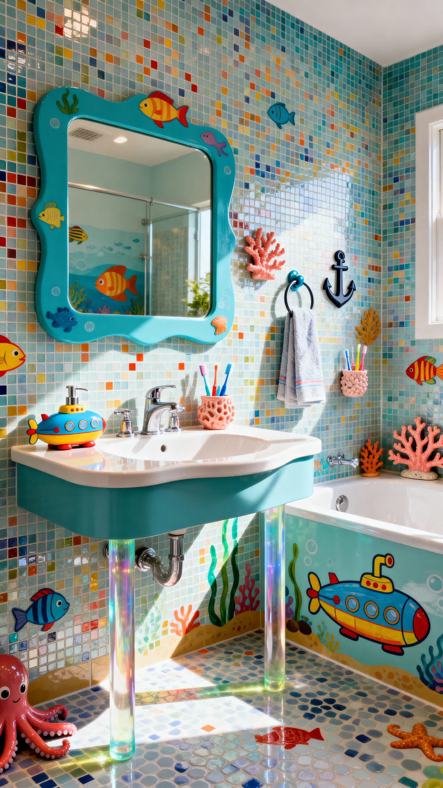 bright beautiful kid friendly bathroom tile