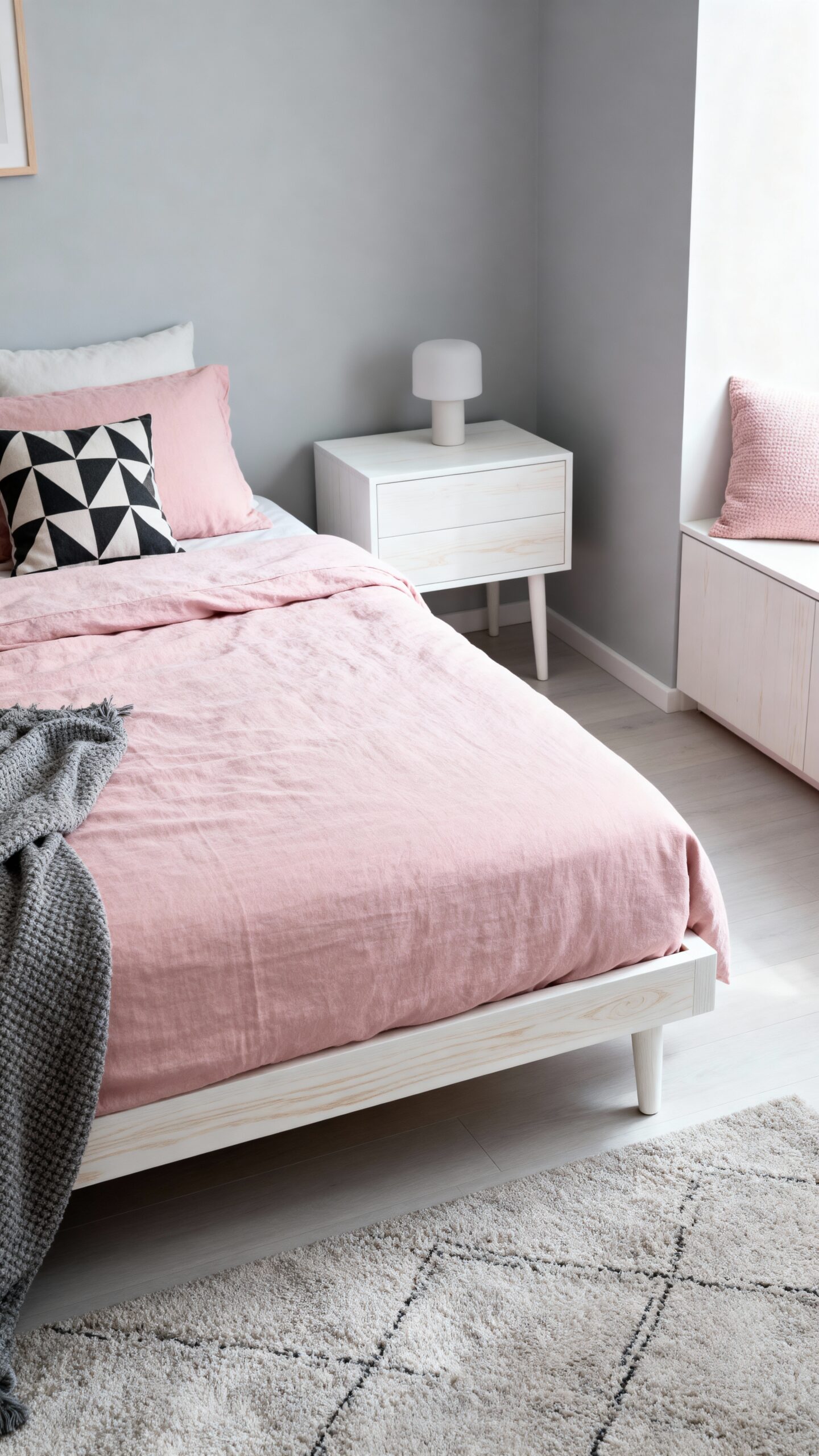 calm serene minimalist scandinavian bedroom style