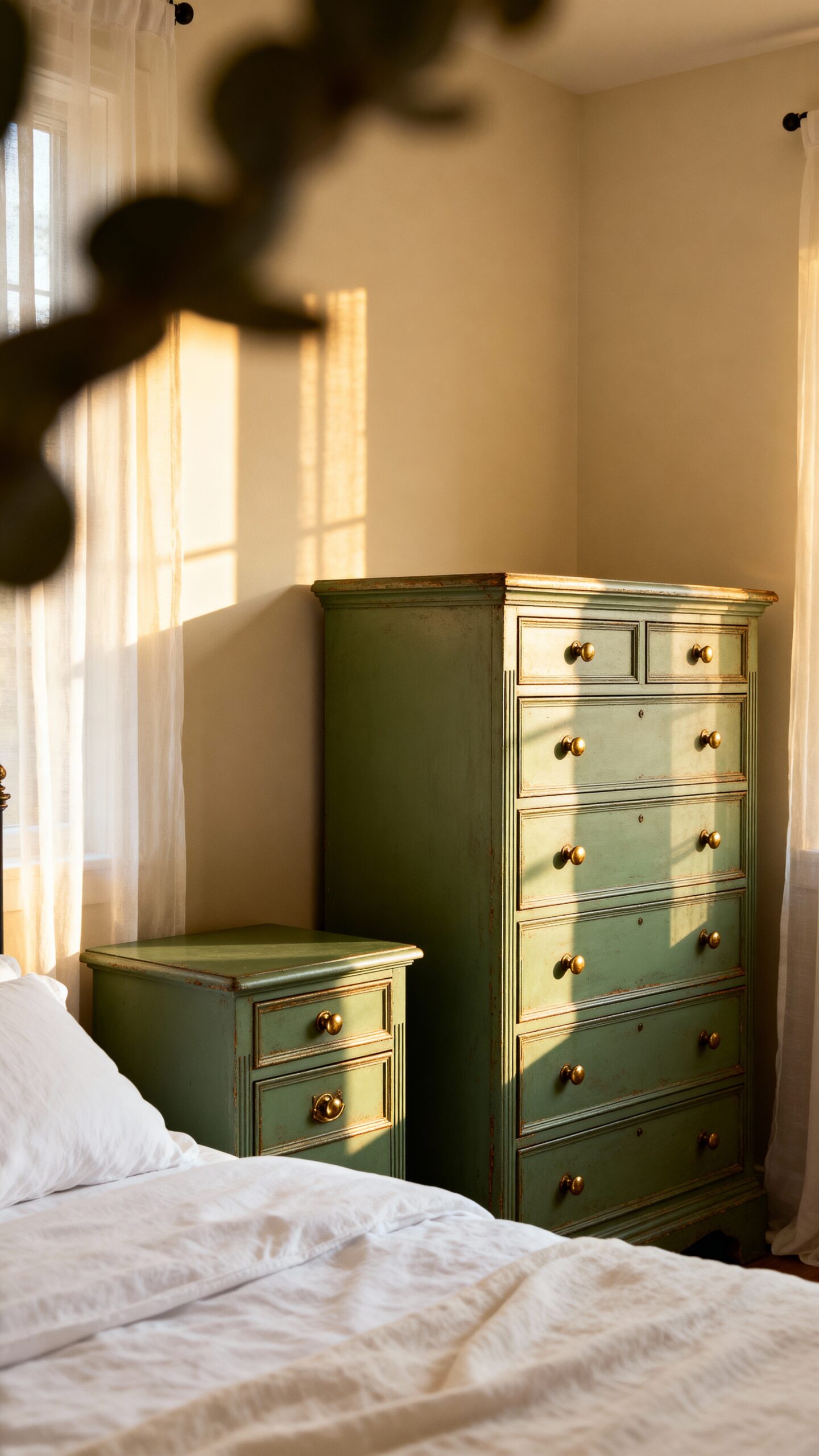 calming pastel green bedroom transformation