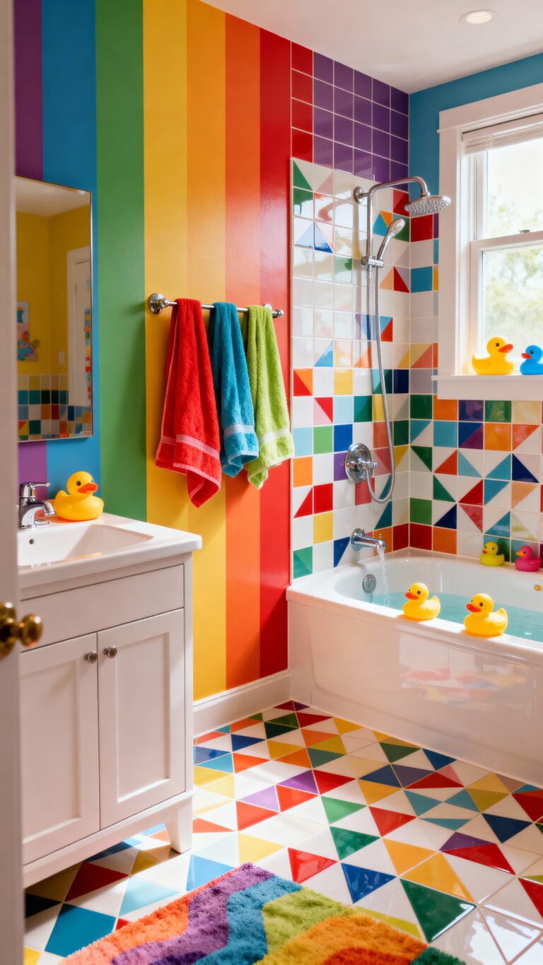 cheerful kids bathroom colorful vibes
