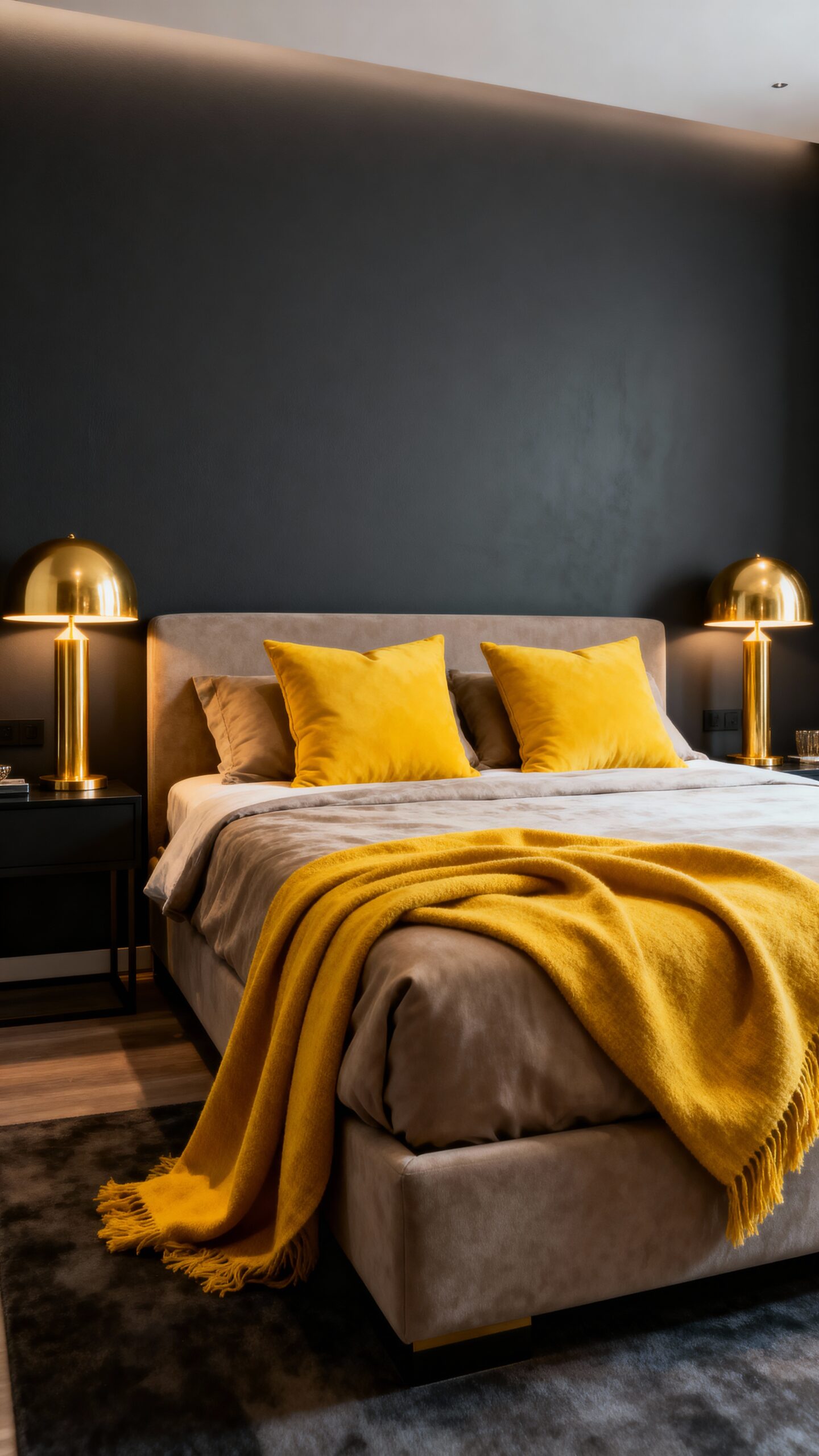 cheery grey and yellow bedrooms