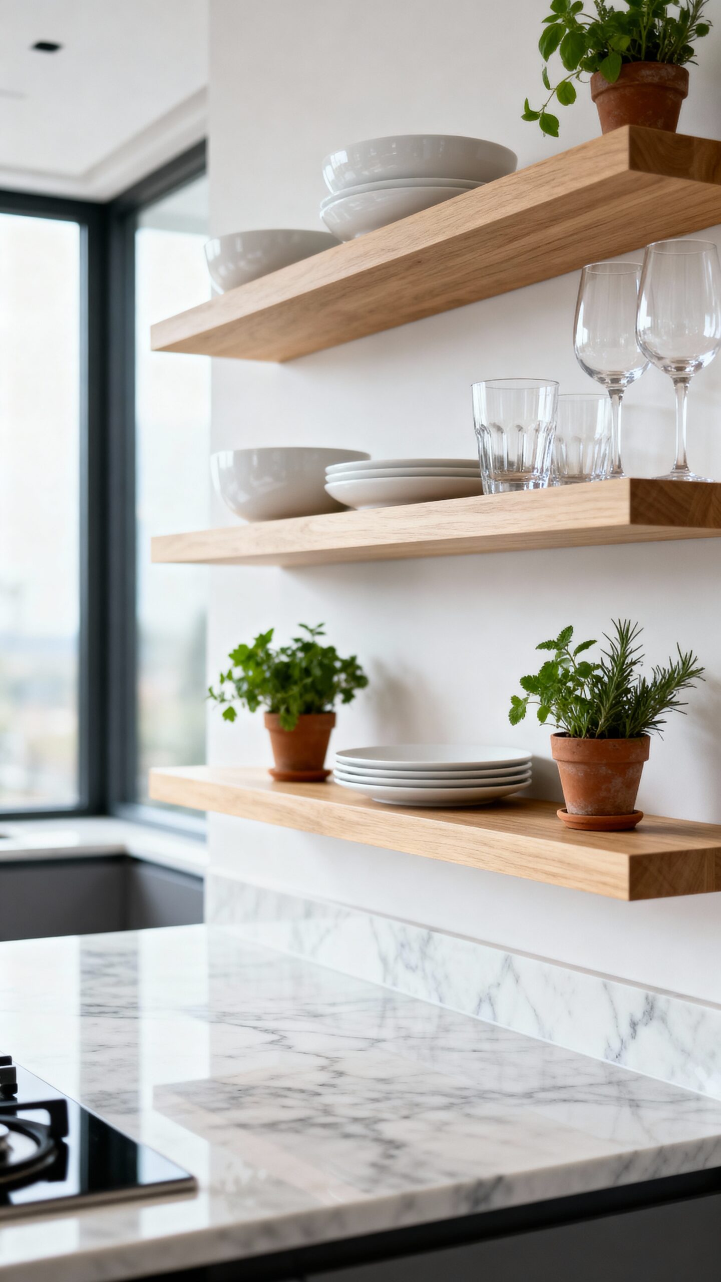 chic open kitchen shelving ideas