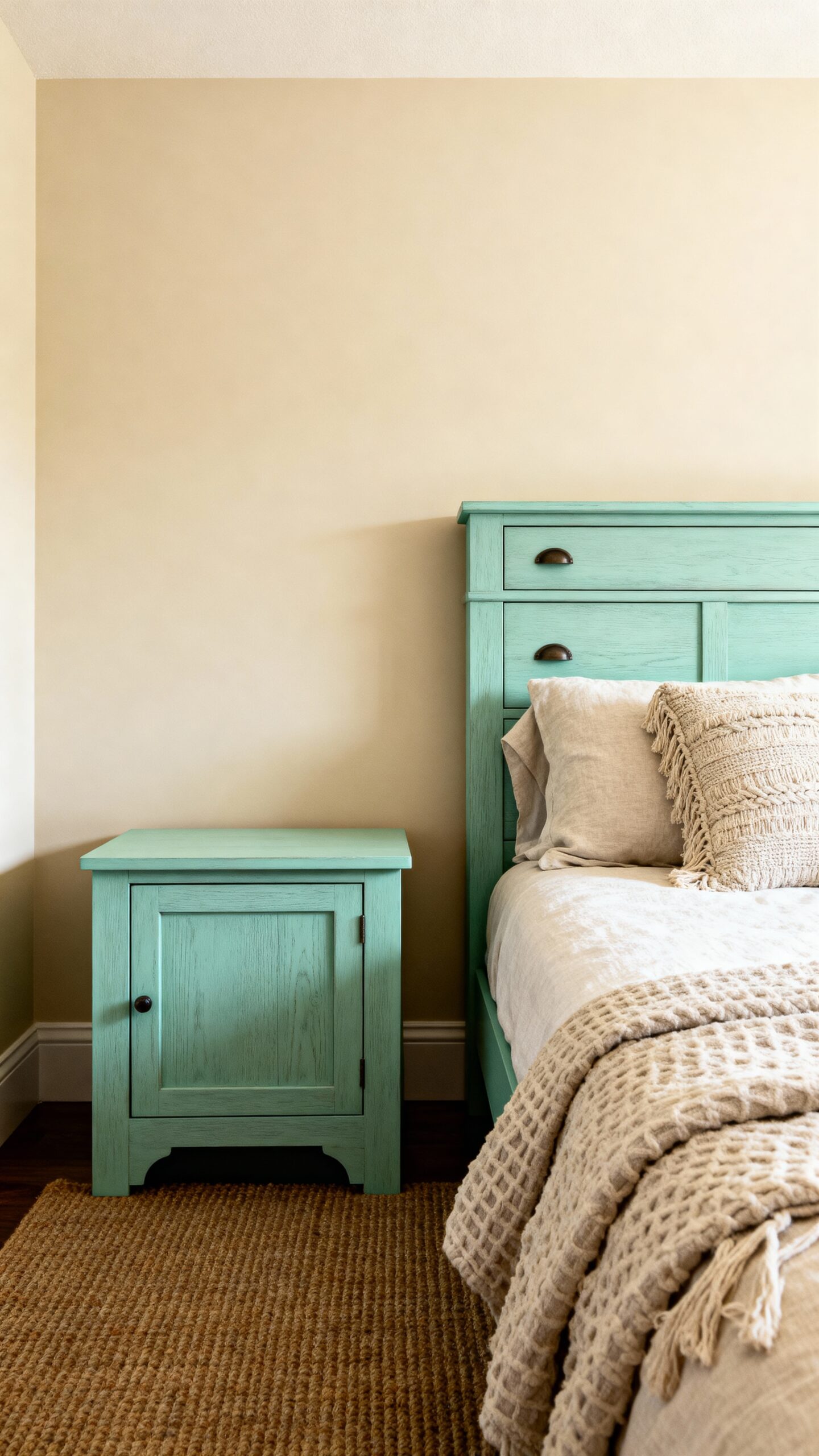 coastal inspired seafoam green painted furniture